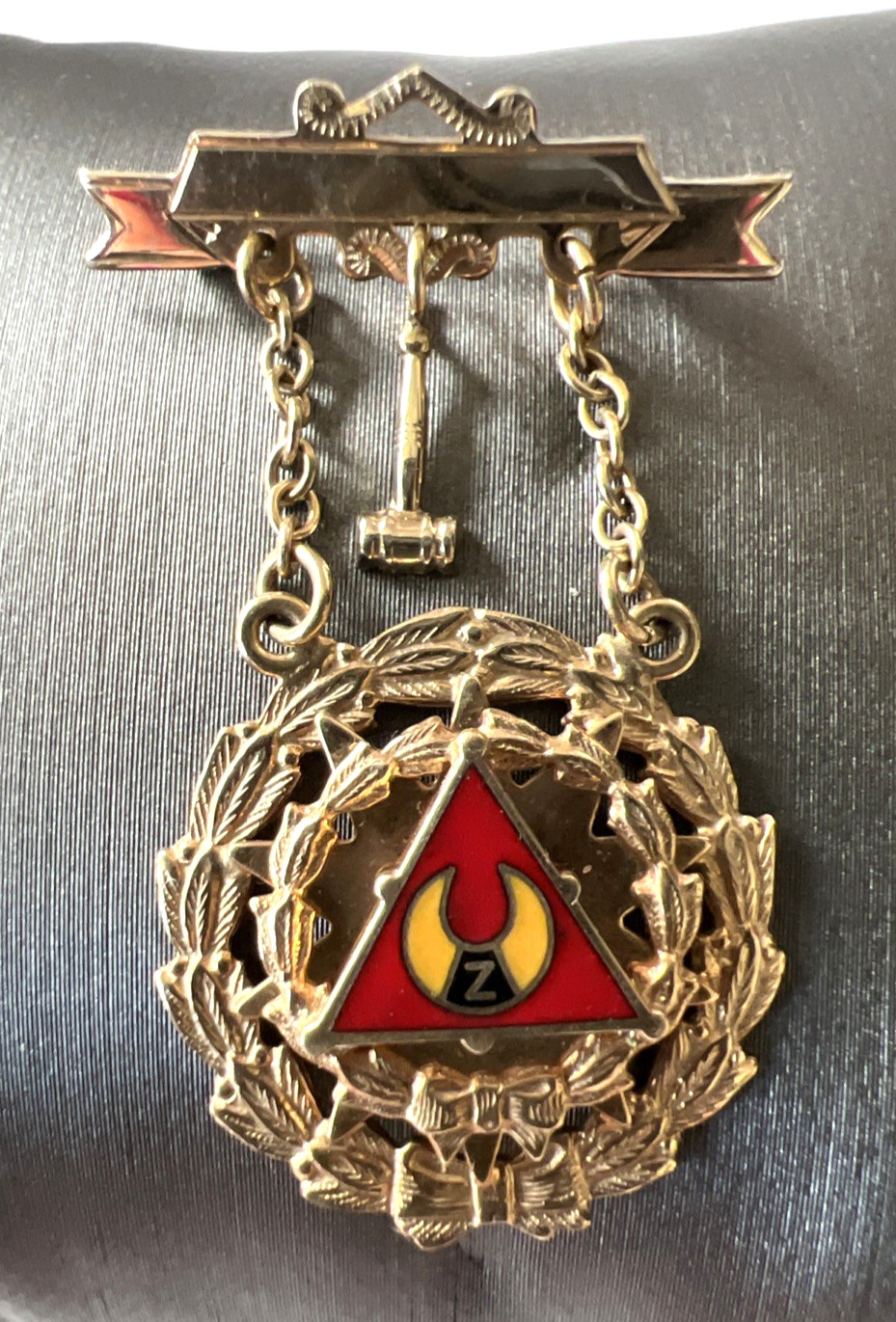 Vintage Order Of The Amaranth 10K Past Royal Patron Gavel Clasp Jewel Pin LGB 5G