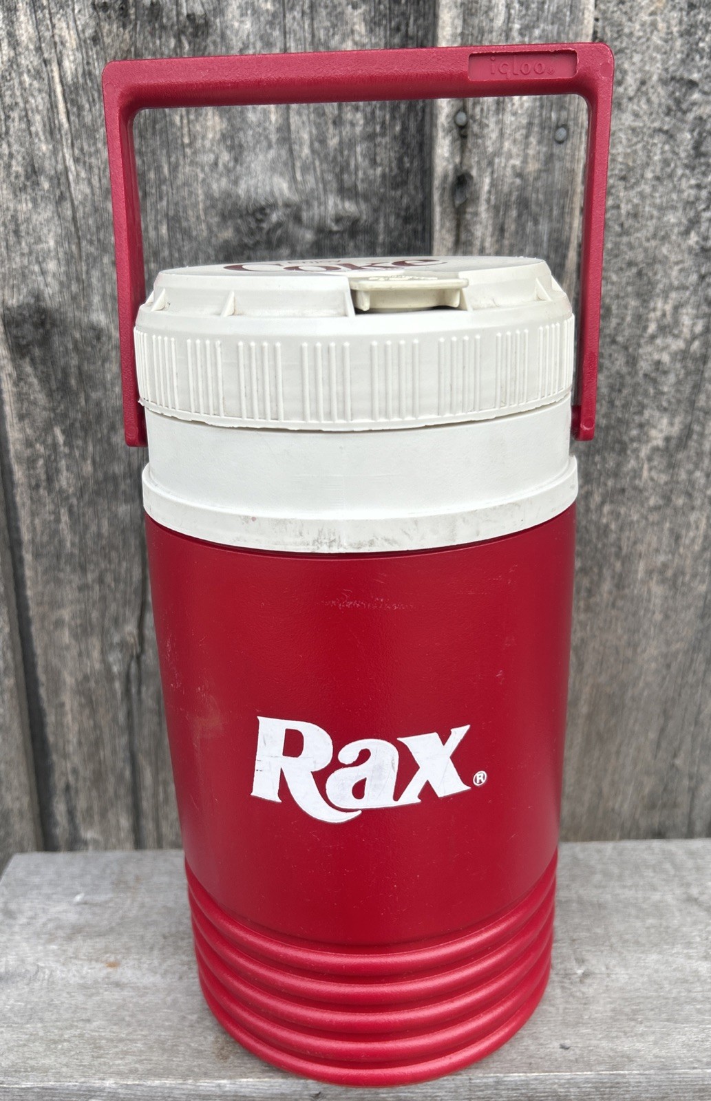 RARE Vintage Rax Restaurant Advertising Igloo 1/2 Gallon Cooler Coke Logo Lid