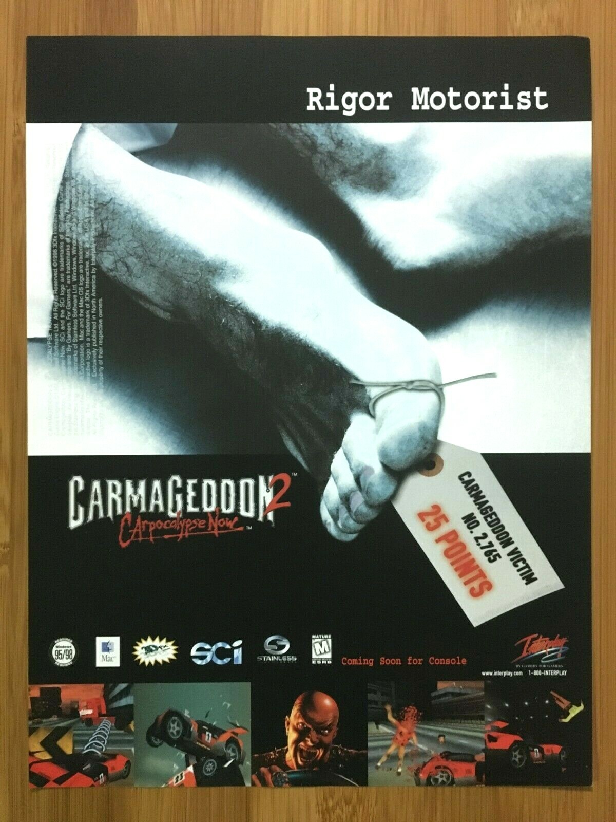1998 Carmageddon 2 PC N64 Video Game Print Ad/Poster Official Promo Art Rare 90s