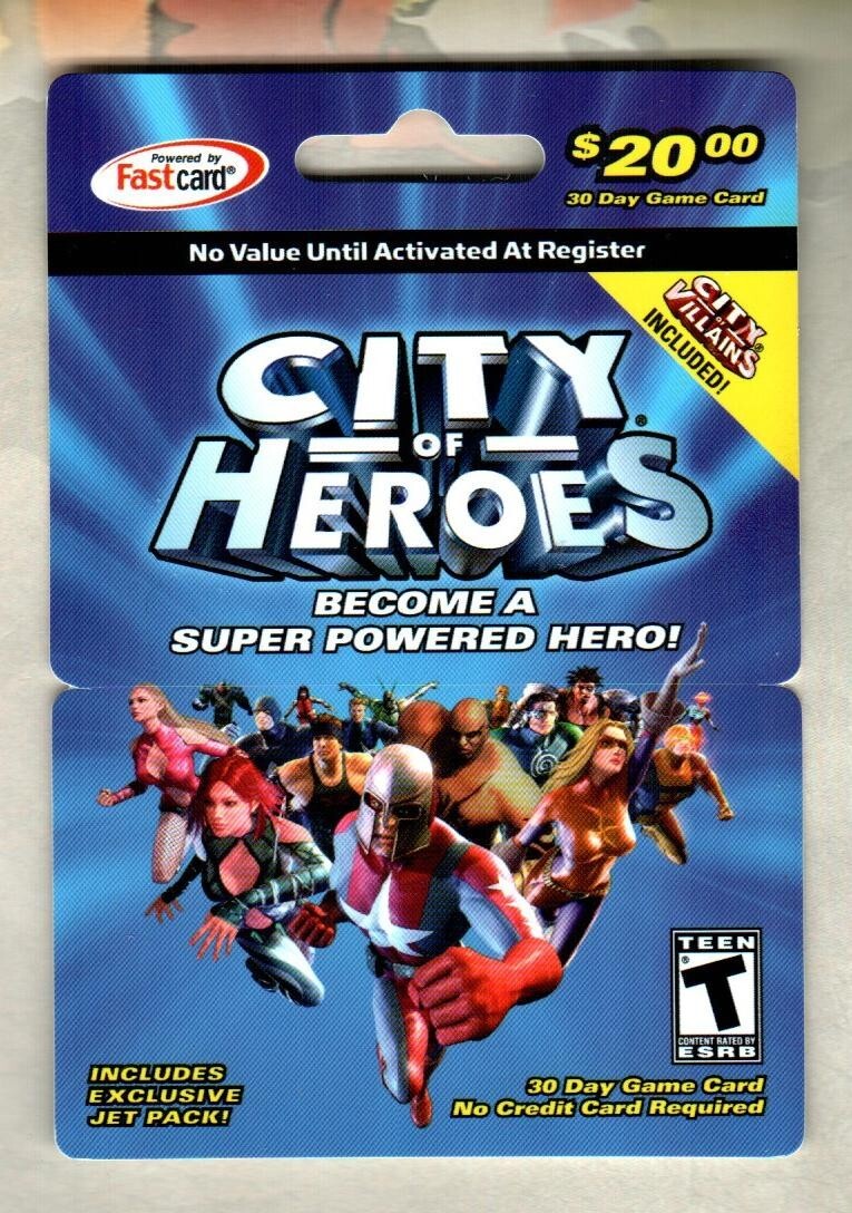NCSOFT City of Heroes ( 2008 ) Gift Card ( $0 - NO VALUE - Collectible Only )