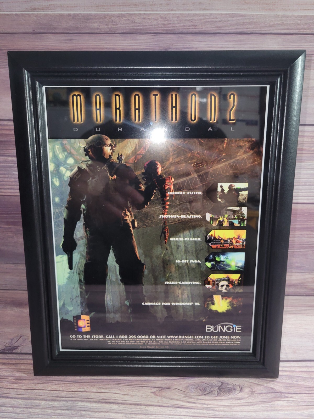 Framed Marathon 2 Durandal PC Big Box 1996 Bungie Game Promo Ad Art Print Poster