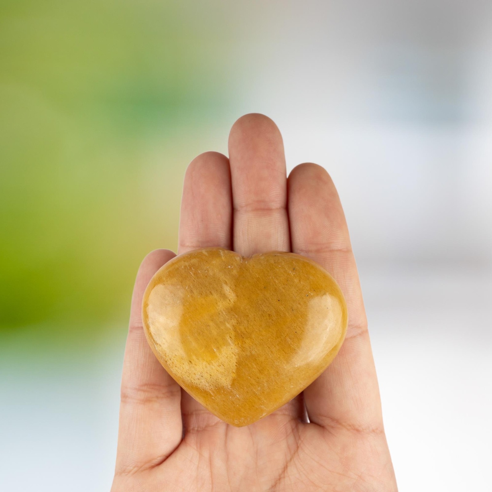 Yellow Aventurine Heart Shape Crystal Palm Stone, Polished Stone, Spiritual Gift