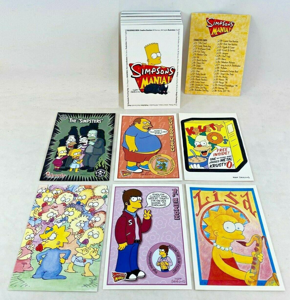 THE SIMPSONS MANIA (Inkworks 2002) Complete Card Set MATT GROENING Art (#1-72)