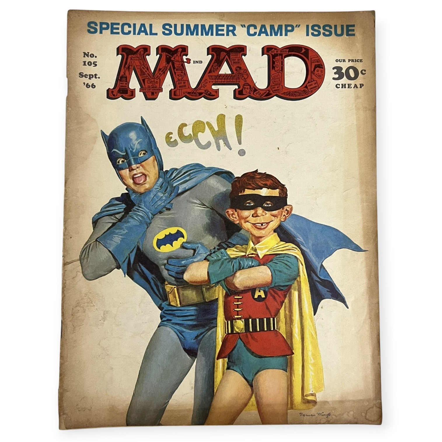 VTG MAD Magazine #105 Sept 1966 Batman Robin Cover Norman Mingo Fold-In Complete