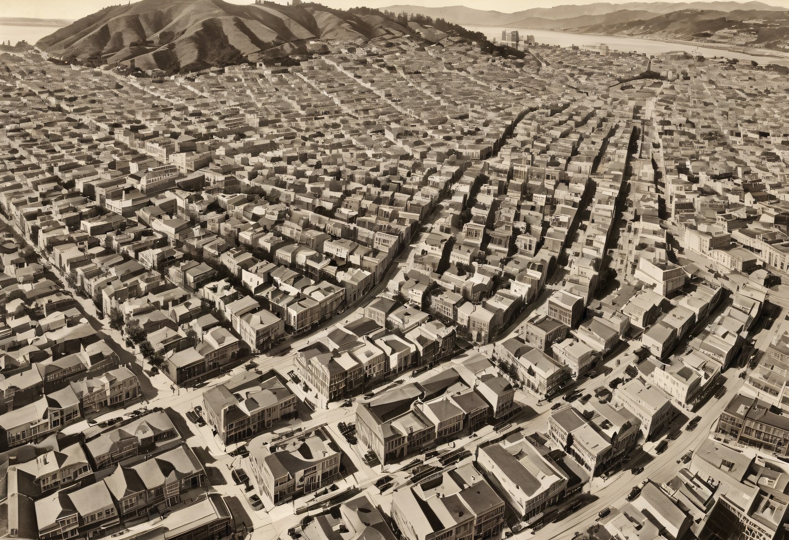 San Francisco Rebuilt City Bird's-Eye View 1910 - Antique Wall Art Print