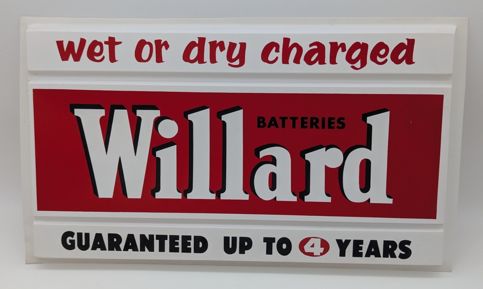 Vtg Willard Batteries Plastic Advertising Sign - Illuminated Front Wet or Dry