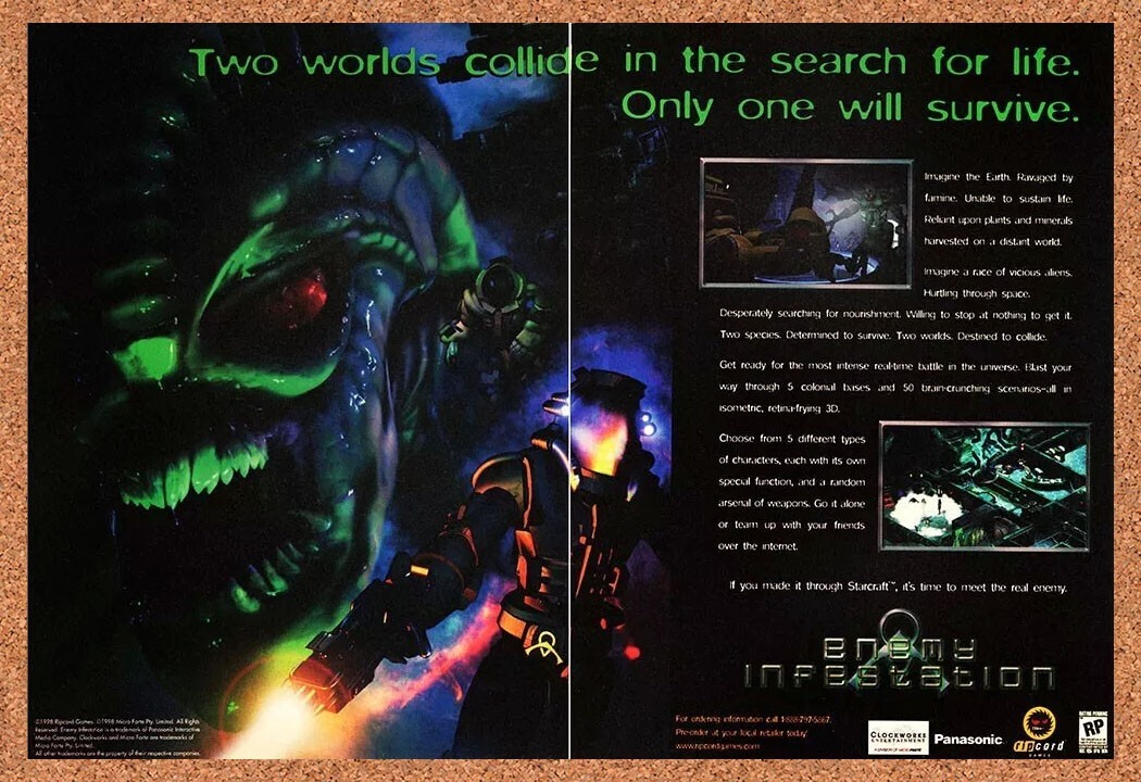 Enemy Infestation PC Original 1999 Ad Authentic Windows Horror Video Game Promo