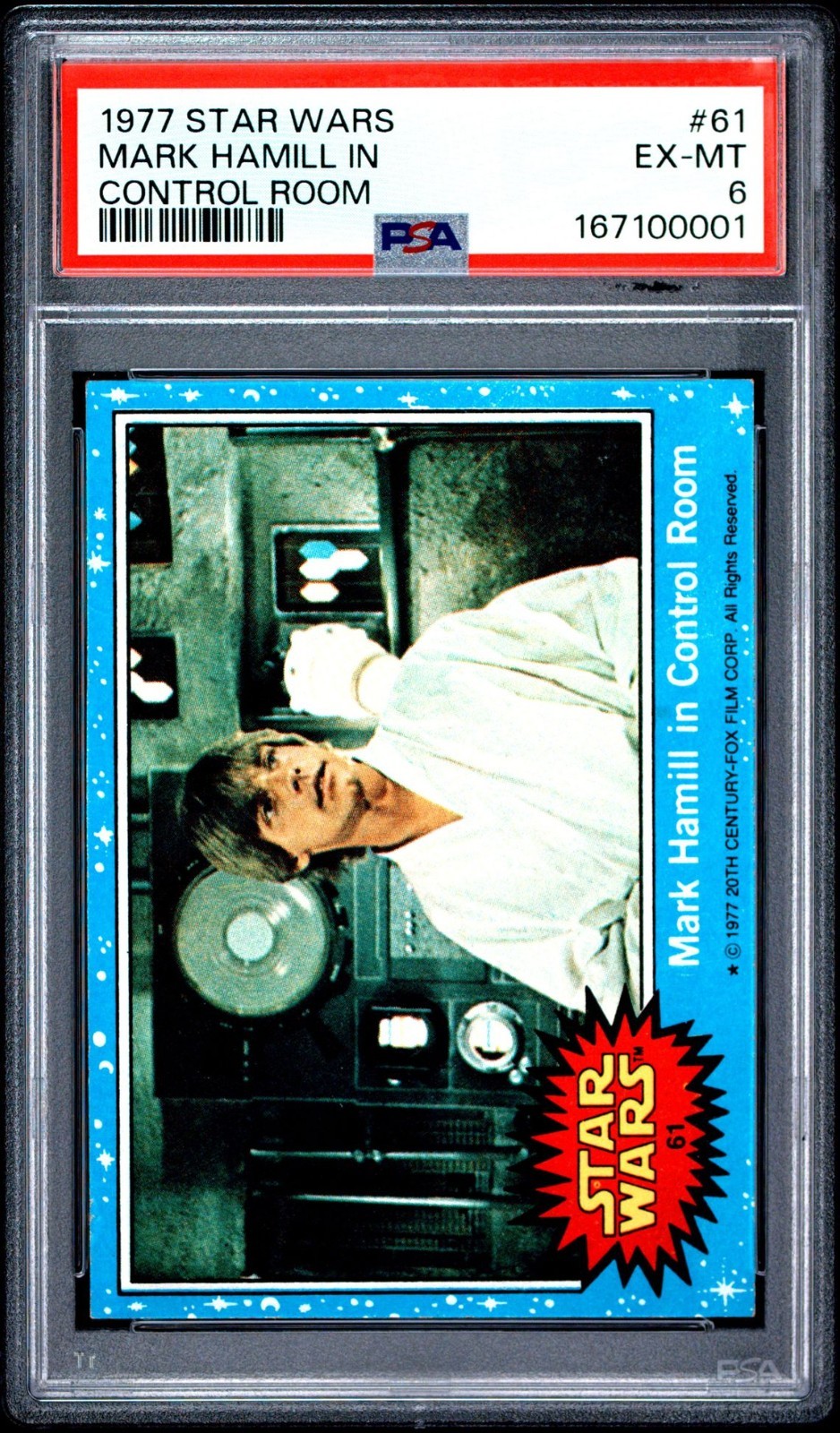 1977 Topps Star Wars #61 Mark Hamill In Control Room PSA 6 EXMT