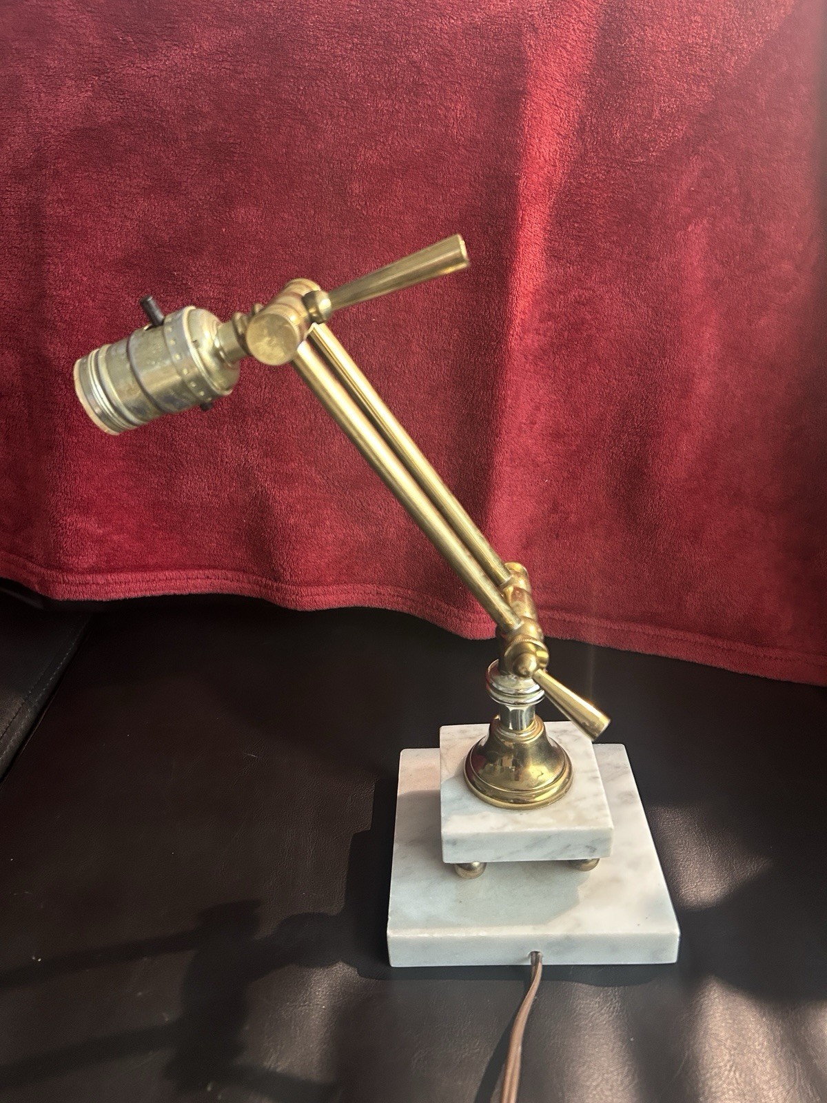 Vintage Italian MCM  Two Tier Marble Movable Arm Table Lamp