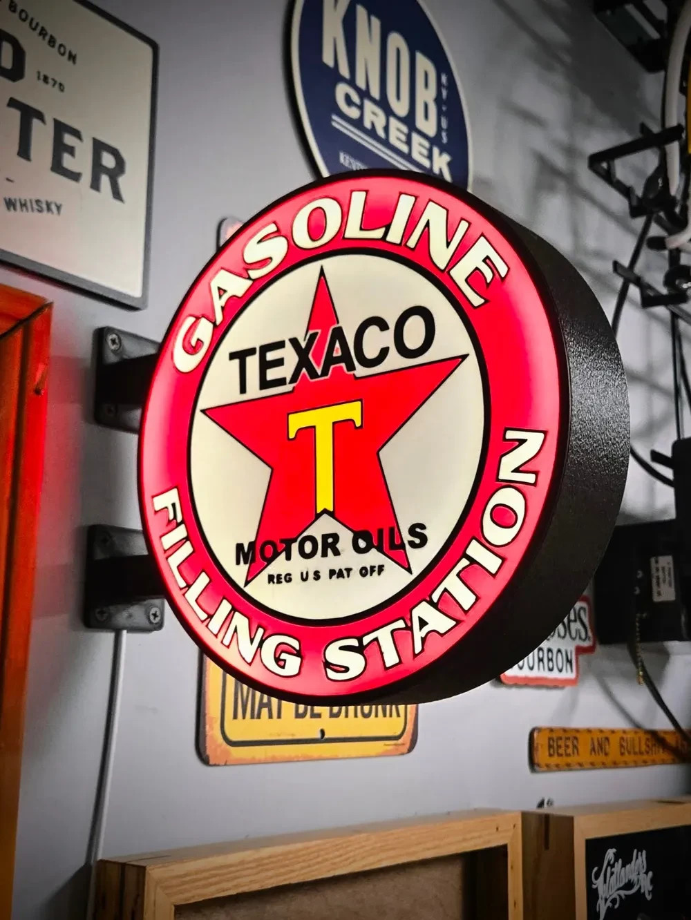 texaco double sided light up led sign