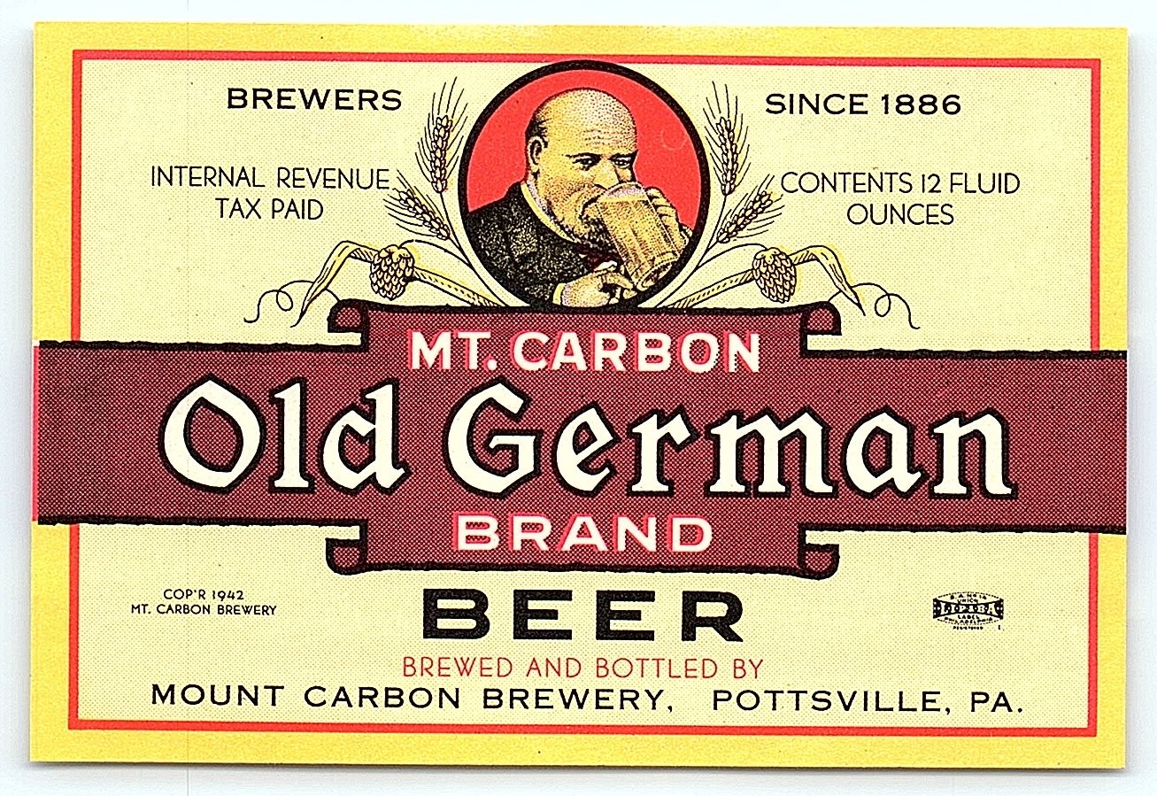 1942 Mt. Carbon Old German Beer Label Pottsville PA