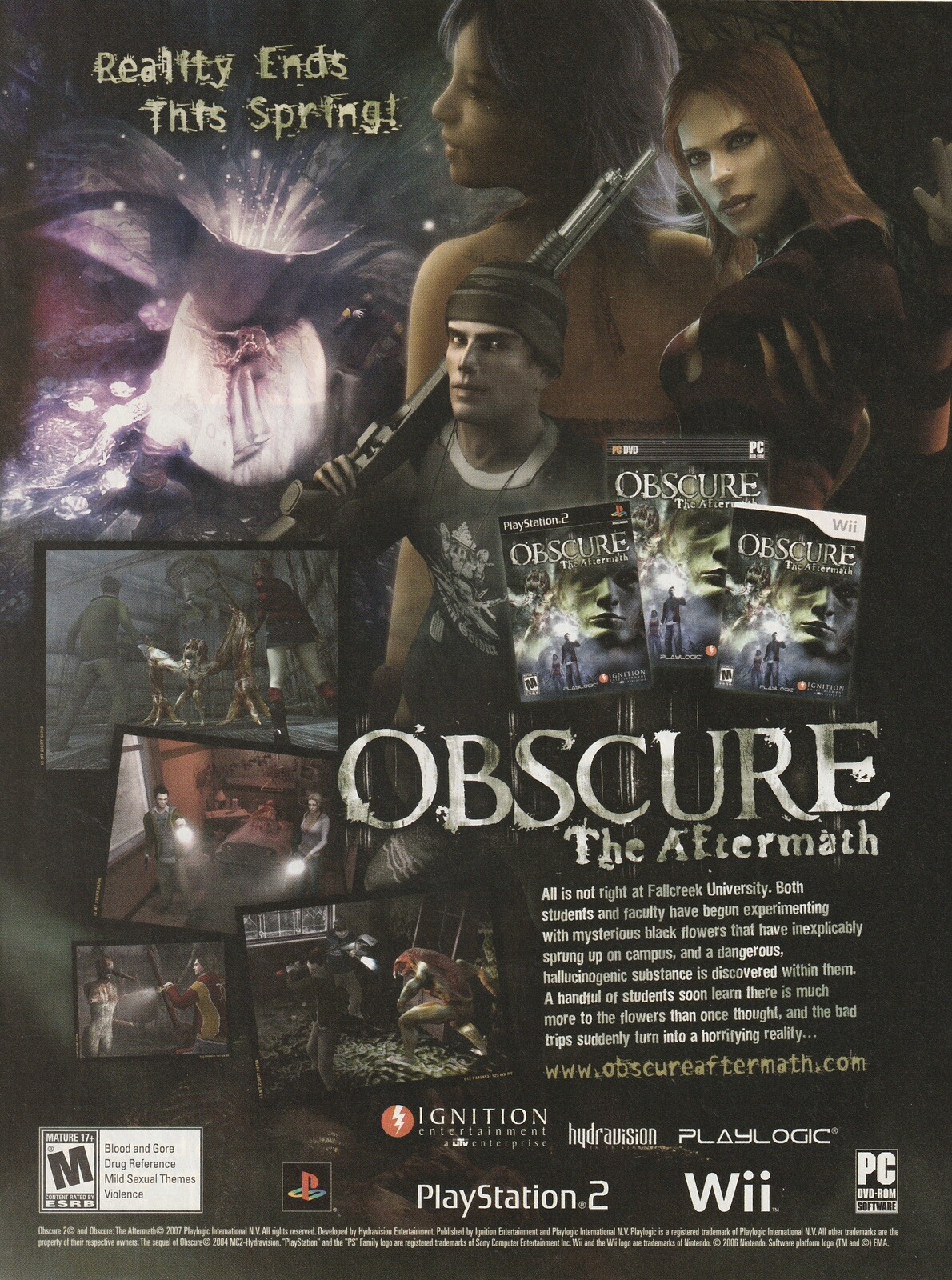 2008 OBSCURE: The Aftermath PS2 Original VTG Print Ad Art Decor 21x27cm EGM 228