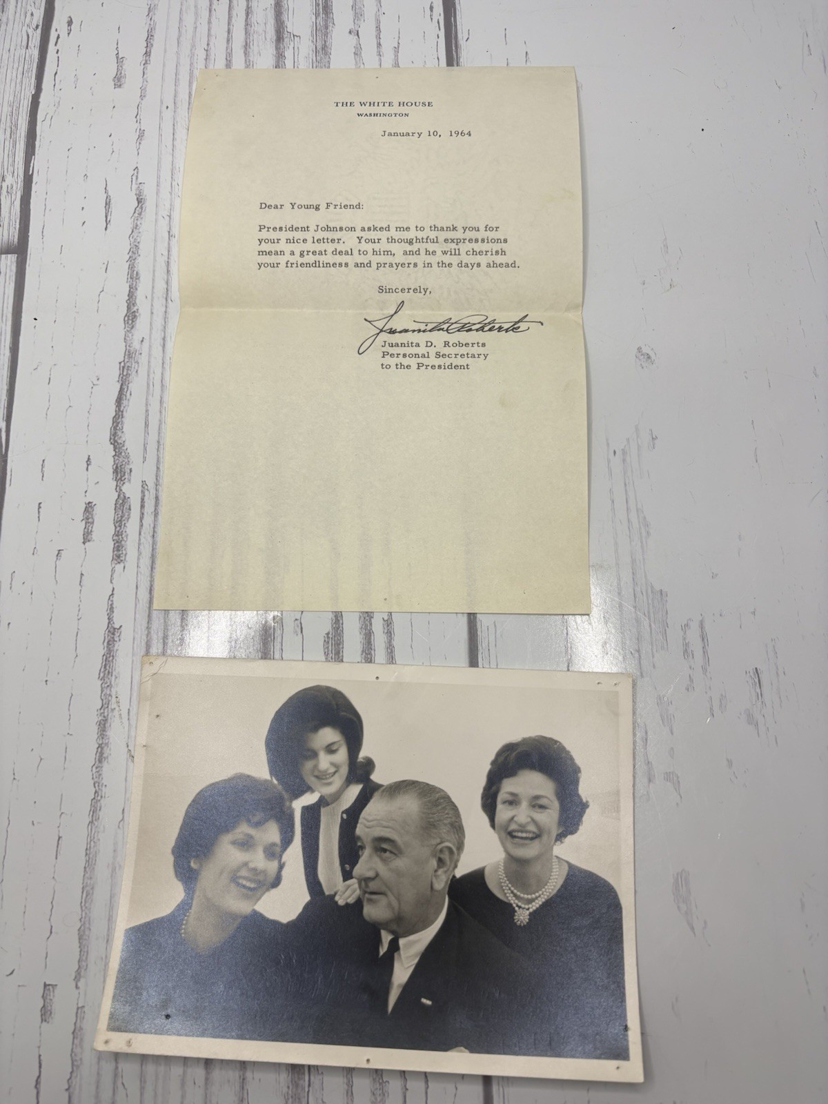 Richard Johnson Secretaries And Letter 1964 Photo Juanita Roberts Personal Sec