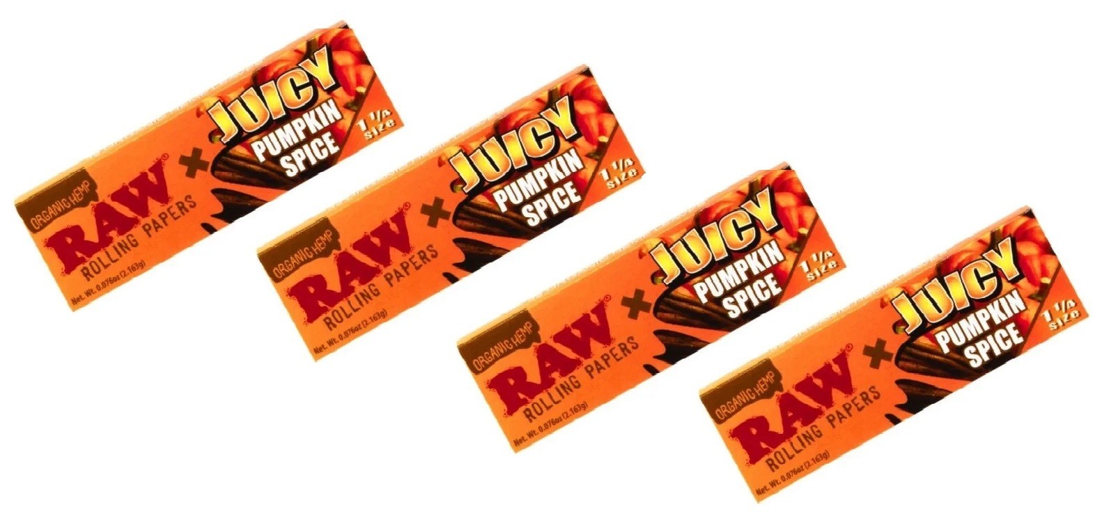 RAW x Juicy Jay’s Pumpkin Spice Organic Hemp Rolling Papers – 1 1/4 (4 Packs)