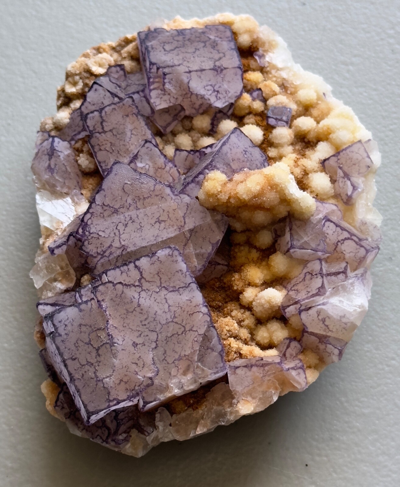 QR Code Fluorite Purple Cubes Druzy Quartz Guizhou China Mineral Specimen