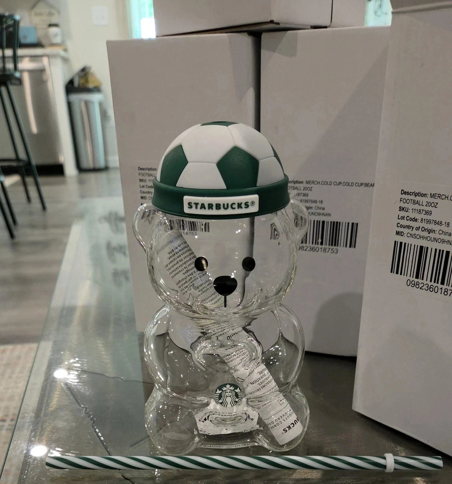 Starbucks Authentic FIFA World Cup Bearista Bear Cup Soccer Lid 20oz