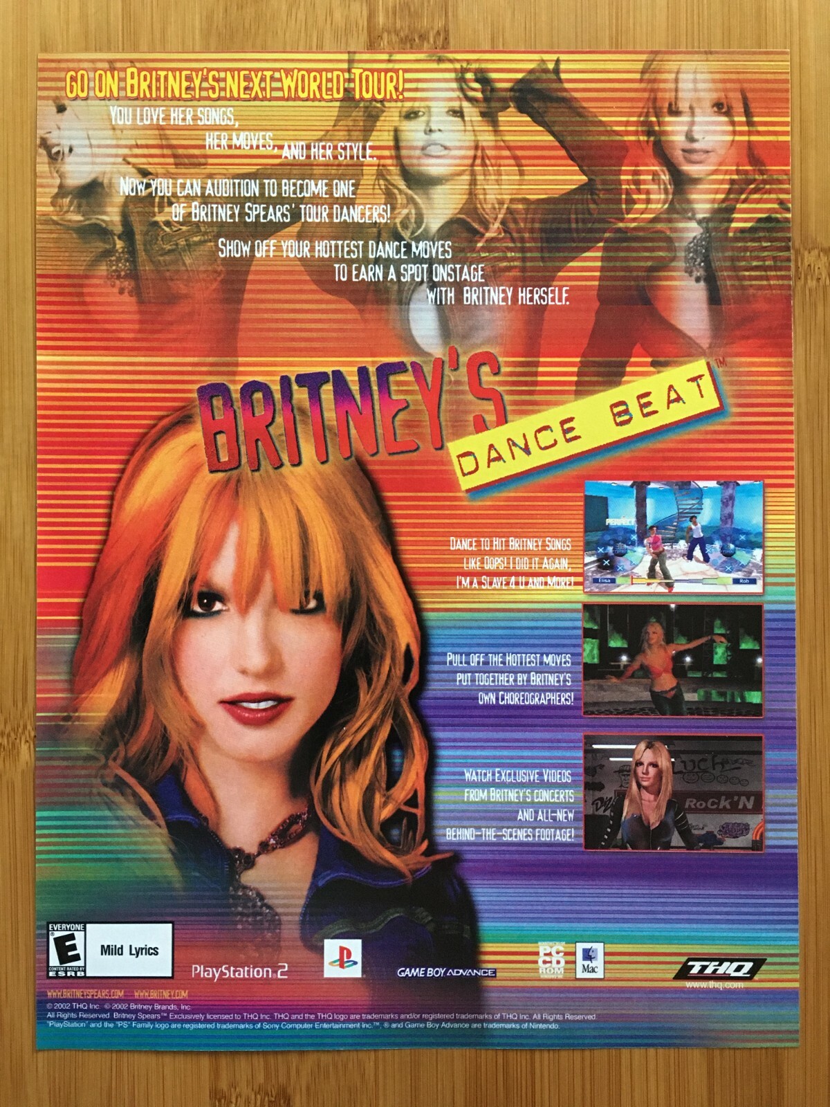 2002 Britney's Dance Beat PS2 GBA Print Ad/Poster Britney Spears Music Dance Art