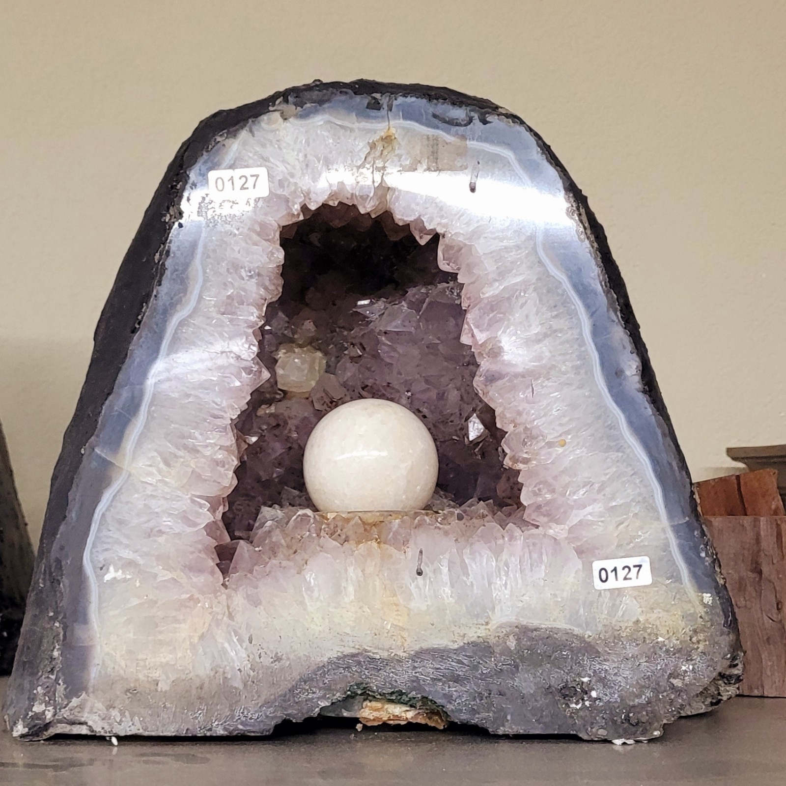 25 LB Amethyst Cathedral Crystal Geode With Crystal Ball