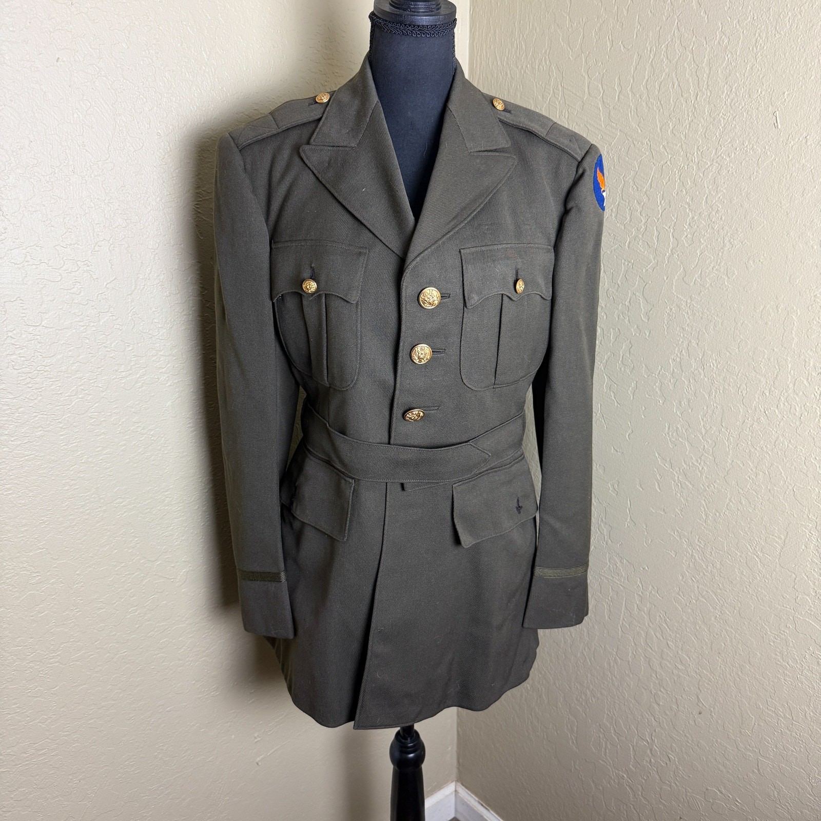 WWII 1945 US Army Air Forces Officer Service Coat Named AAF Patch Uniform