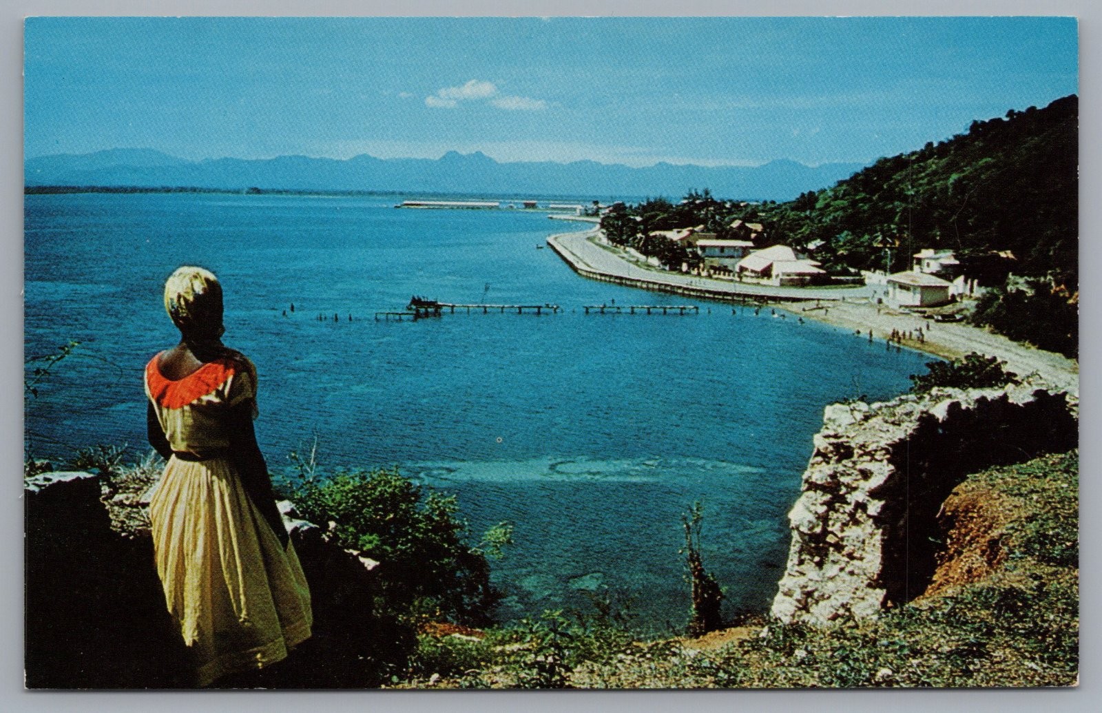 Cap-Haitien Haiti Coastal Boulevard Woman Postcard
