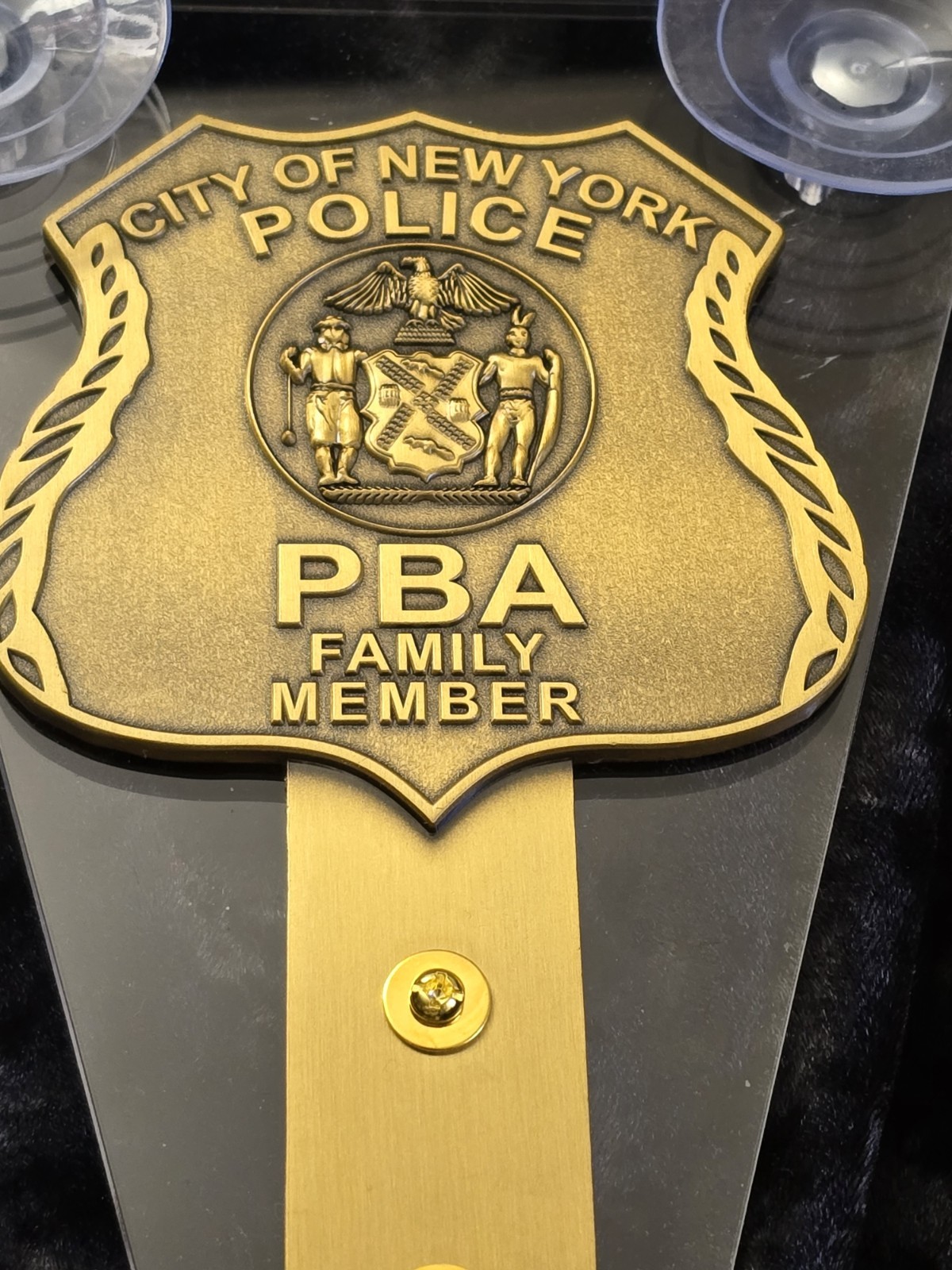 Novelty NYPD  Windshield Badge Medalion Display. Family Member.  