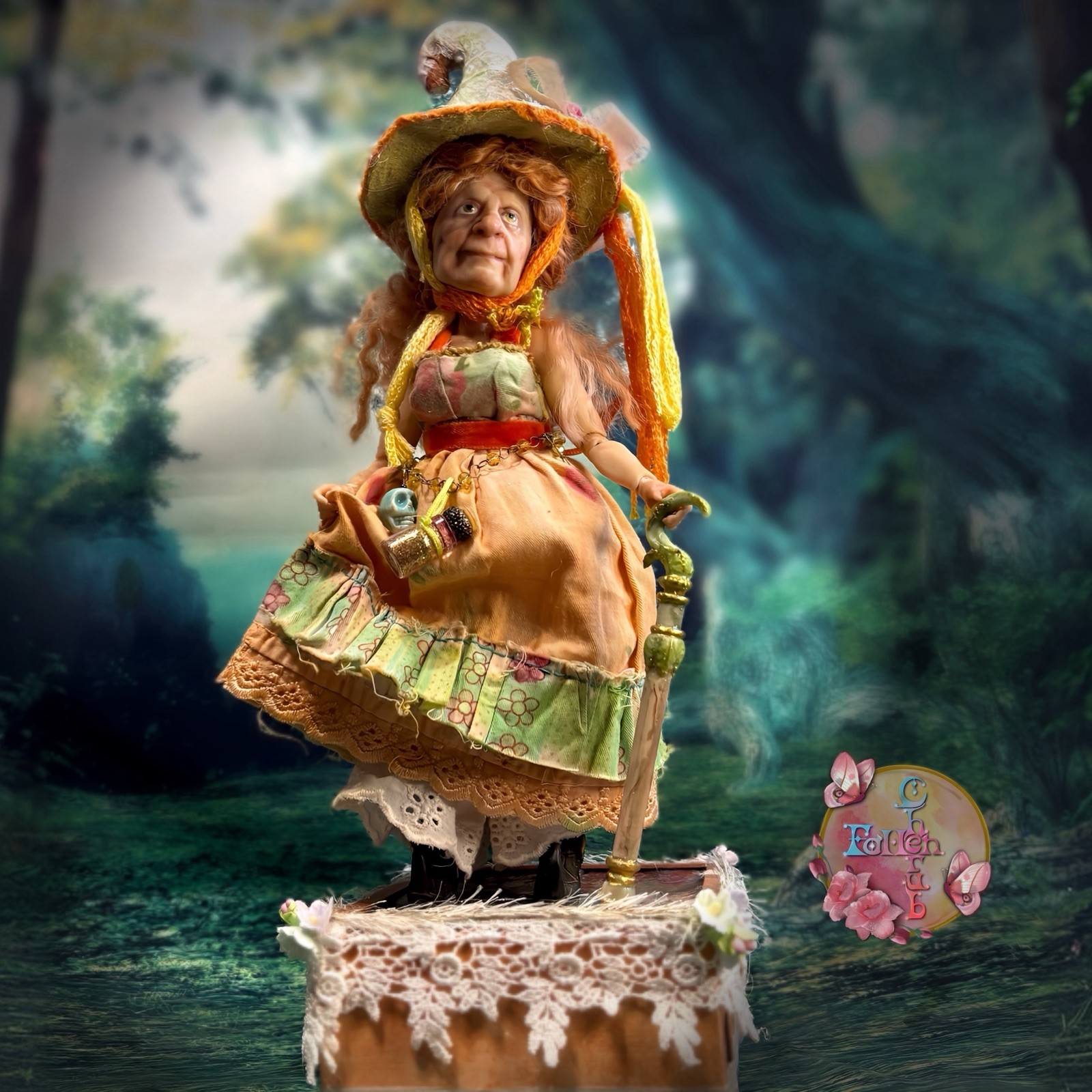 OOAK Handmade Witch Art Doll all original  Halloween artist doll 