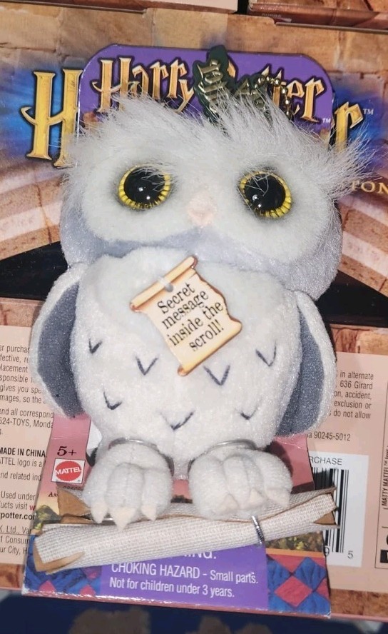 Vintage 2001 Harry Potter Messaging Owl Brown/ Tan 88667 Key Chain Mattel Secret