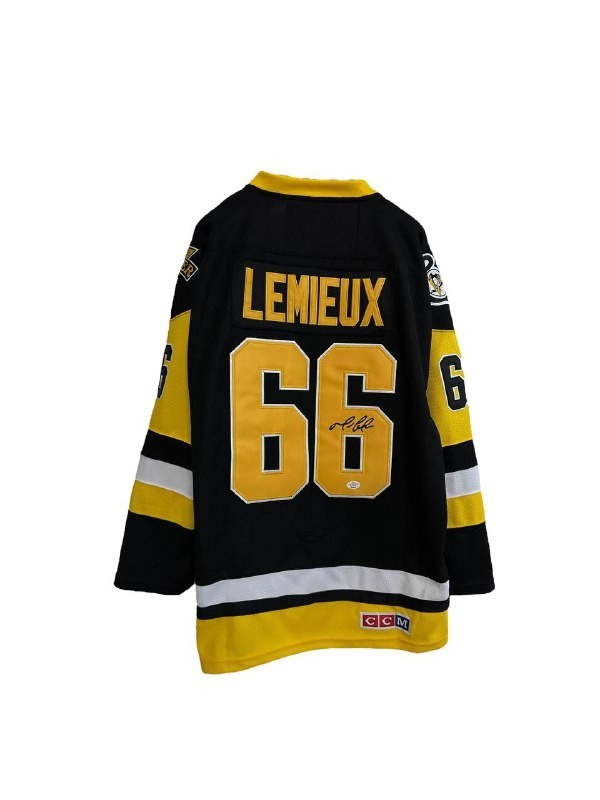 Mario Lemieux Black Hockey Hand Signed Jersey Autographed COA
