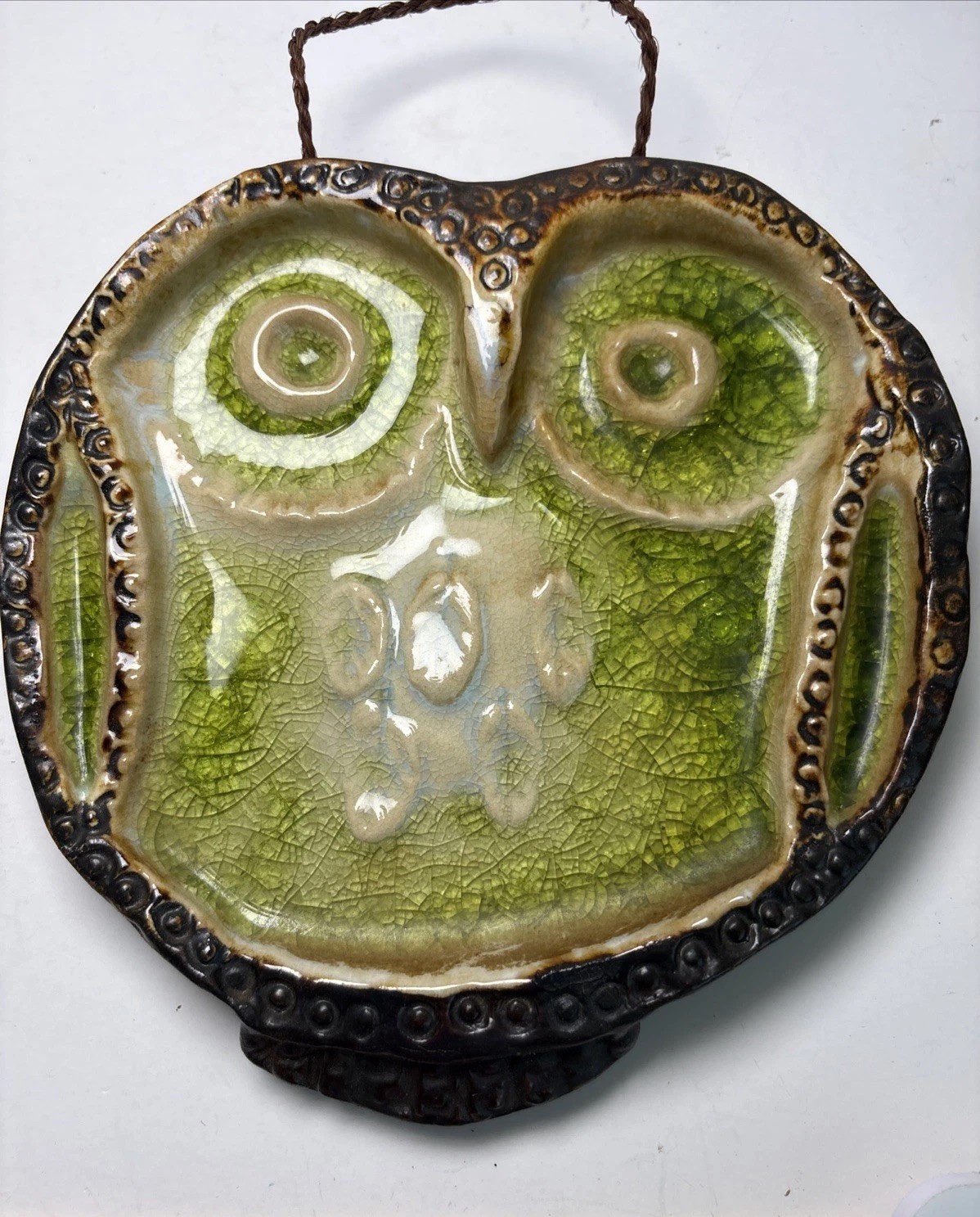 Rare Vintage Takahashi San Francisco Japan Ceramic Owl Light Green/Brown