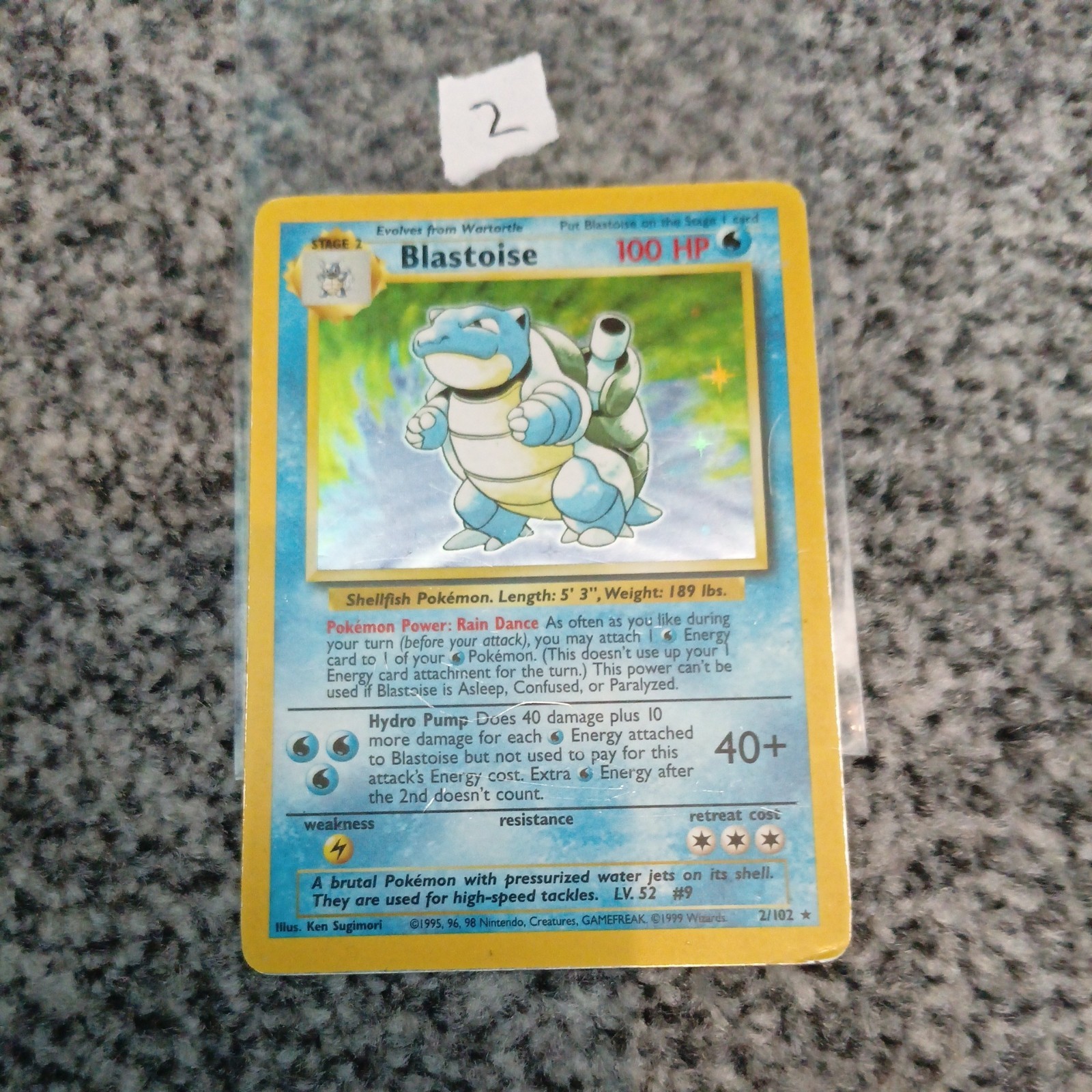 WOTC 1999 Pokemon Card TCG Base Set Blastoise 2 Holo Rare 2/102 100 HP English