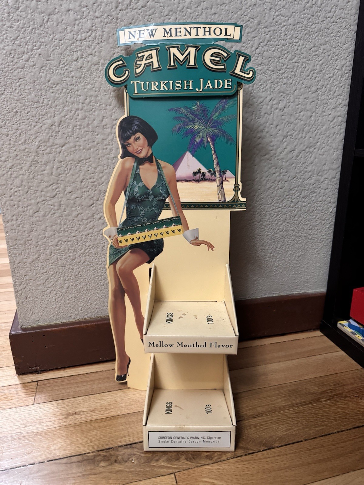 2000’s Camel Turkish Jade Cardboard Tabletop Display Stand
