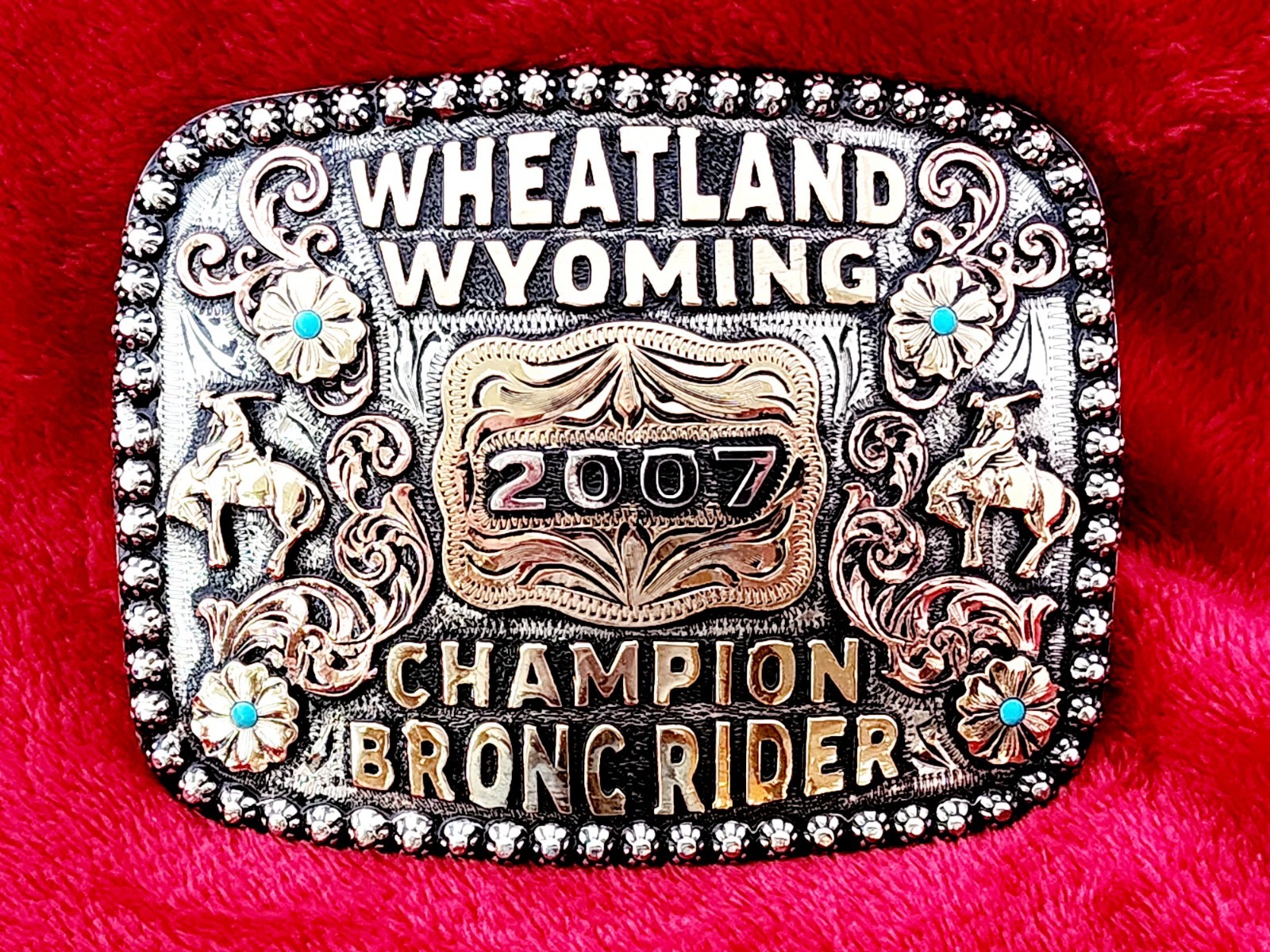 ROUGHSTOCK Rodeo Trophy Buckle☆CHAMPION Bronc Riding☆WHEATLAND WYOMING☆2007☆36