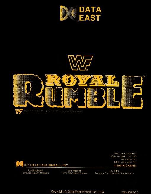 WWF Royal Rumble Pinball Operations/Service/Repair/Troubleshooting Manual DE yC