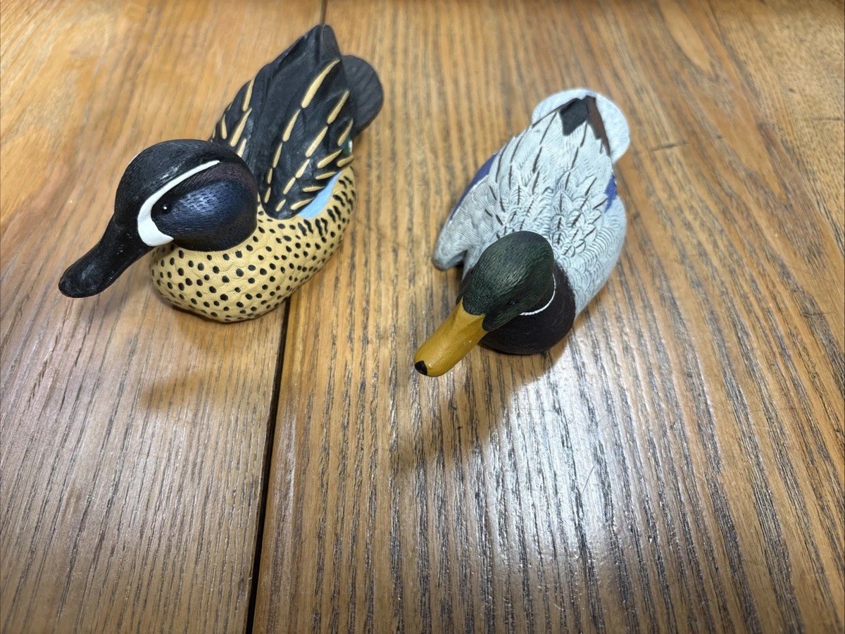 Roger Desjardins Hand-Painted Duck Decoy Pair – Mallard #1 & Blue-Winged Teal #3