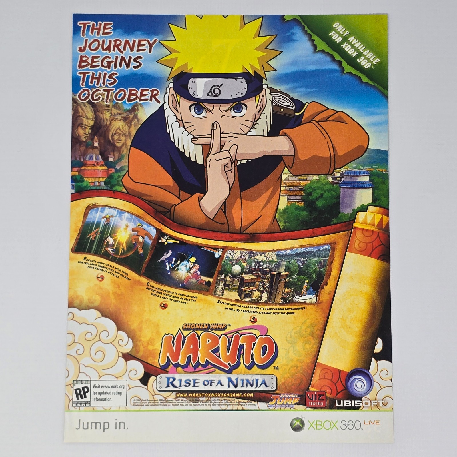 Naruto Rise Of A Ninja Microsoft Xbox 360 Journey Print Ad/Poster