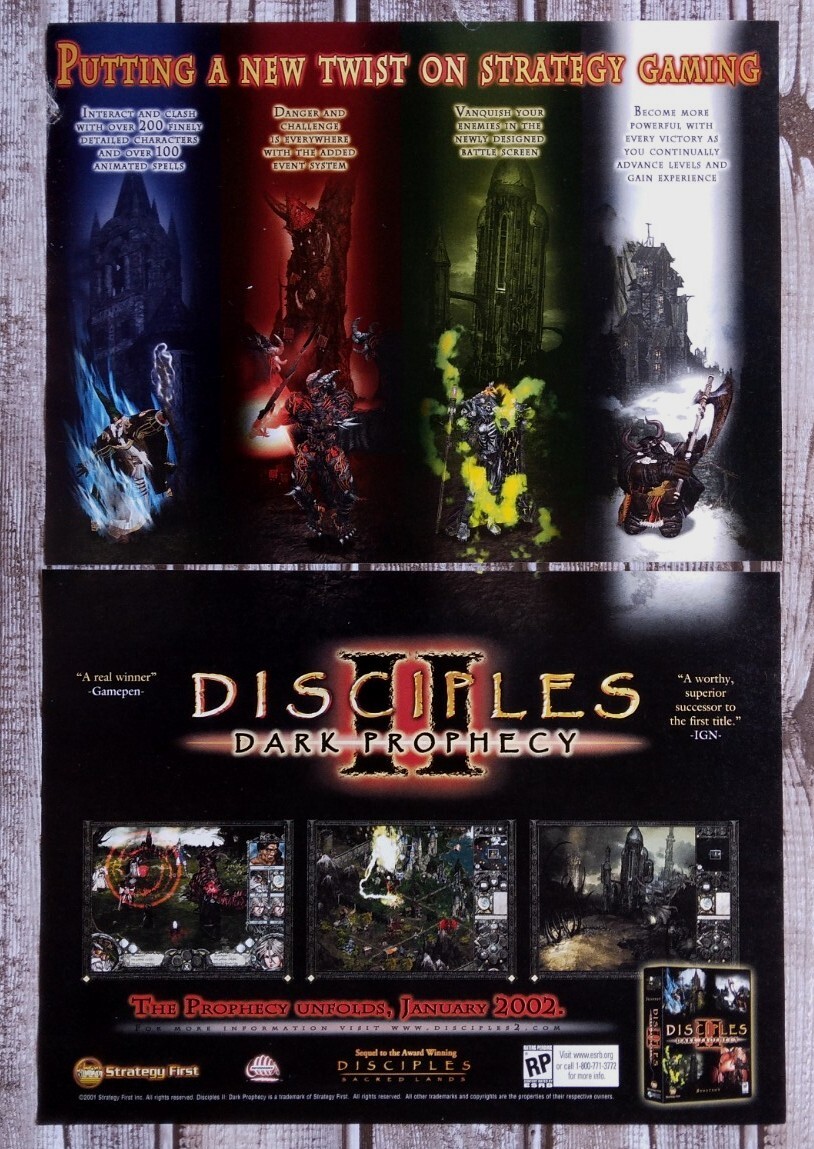 Disciples II 2: Dark Prophecy PC 2002 Video Game Print Ad/Poster Big Box RPG Art