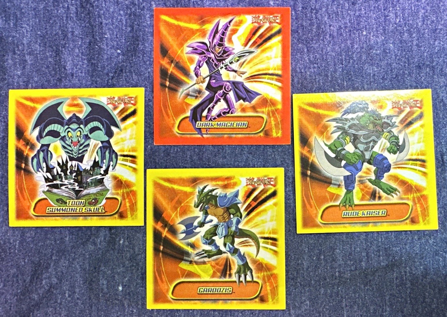 Topps Yu-Gi-Oh Sticker Lot of 4, Toon, Dark Magician, Rude Kaiser, Garoozis