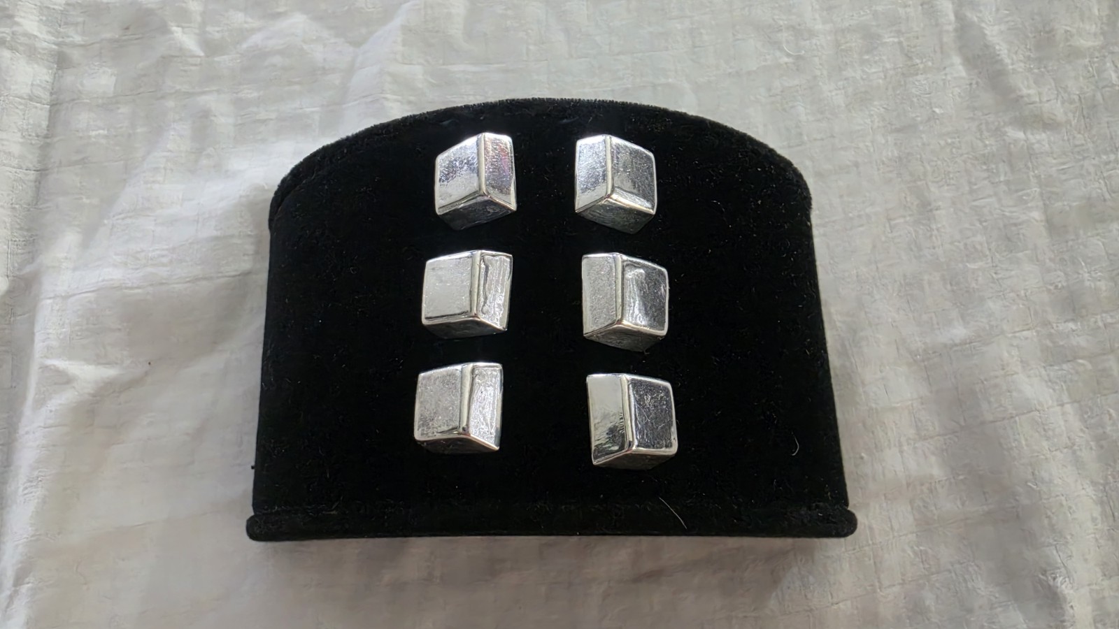 🇲🇽✨ Pre-1948 Taxco 925 Sterling Silver Modernist Cube Shank Buttons Set of...