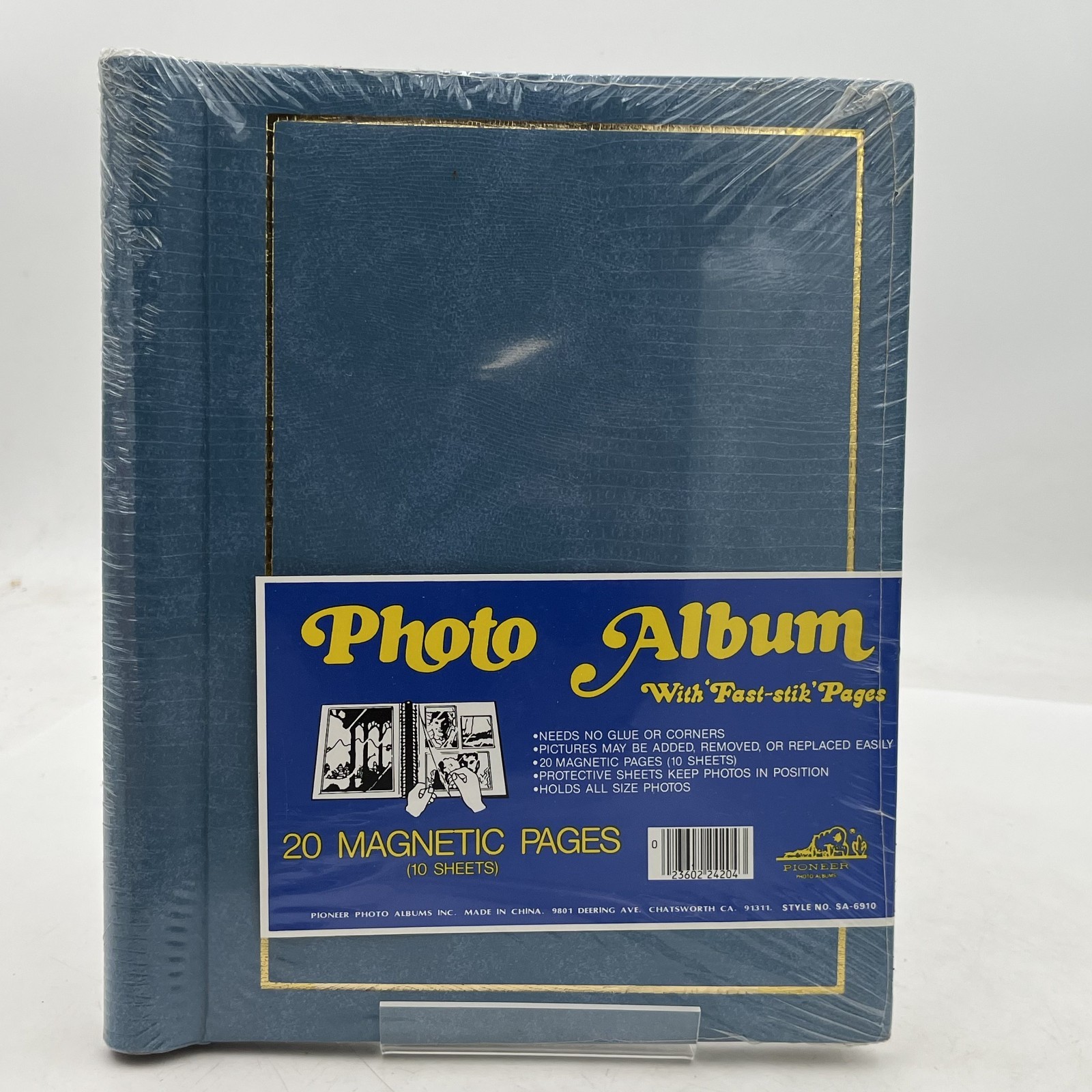 VTG Pioneer Deluxe 20 Page Photo Album BLUE Magnetic Made in usa SA-6910 1980s