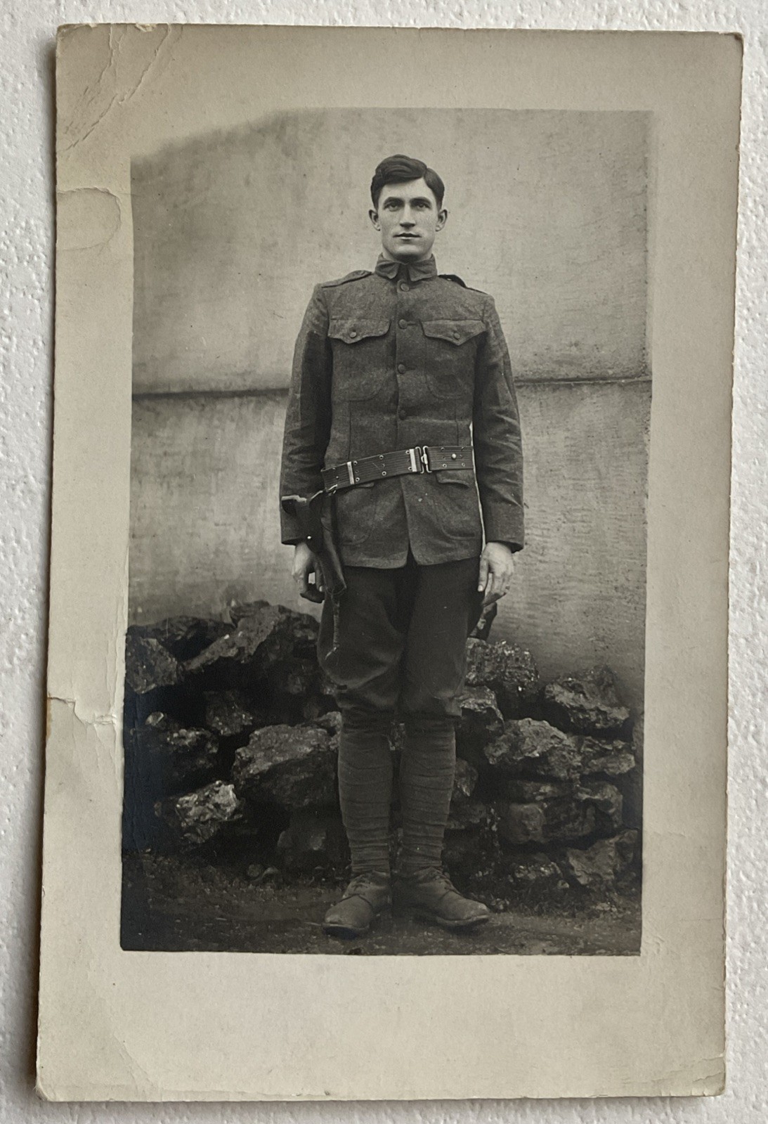 RPPC Postcard WWI Soldier In Uniform With Gun Belt