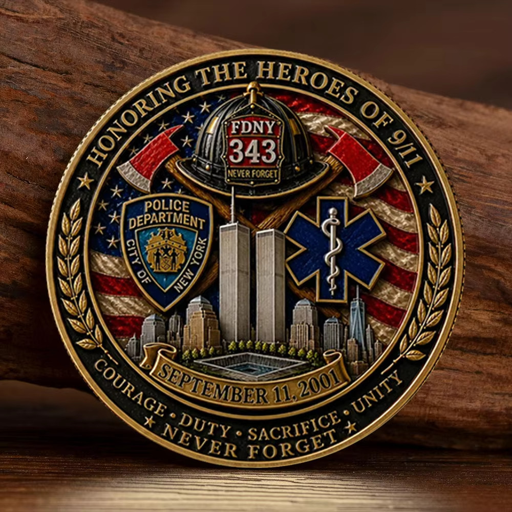 9/11 Memorial Challenge Coin September 11 2001 FDNY NYPD EMS Never Forget