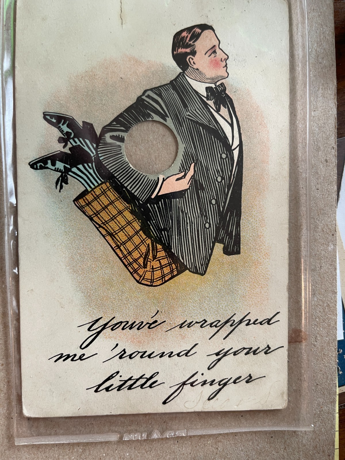 1908 American Joke Romance Finger Hole Postcard Good Condition