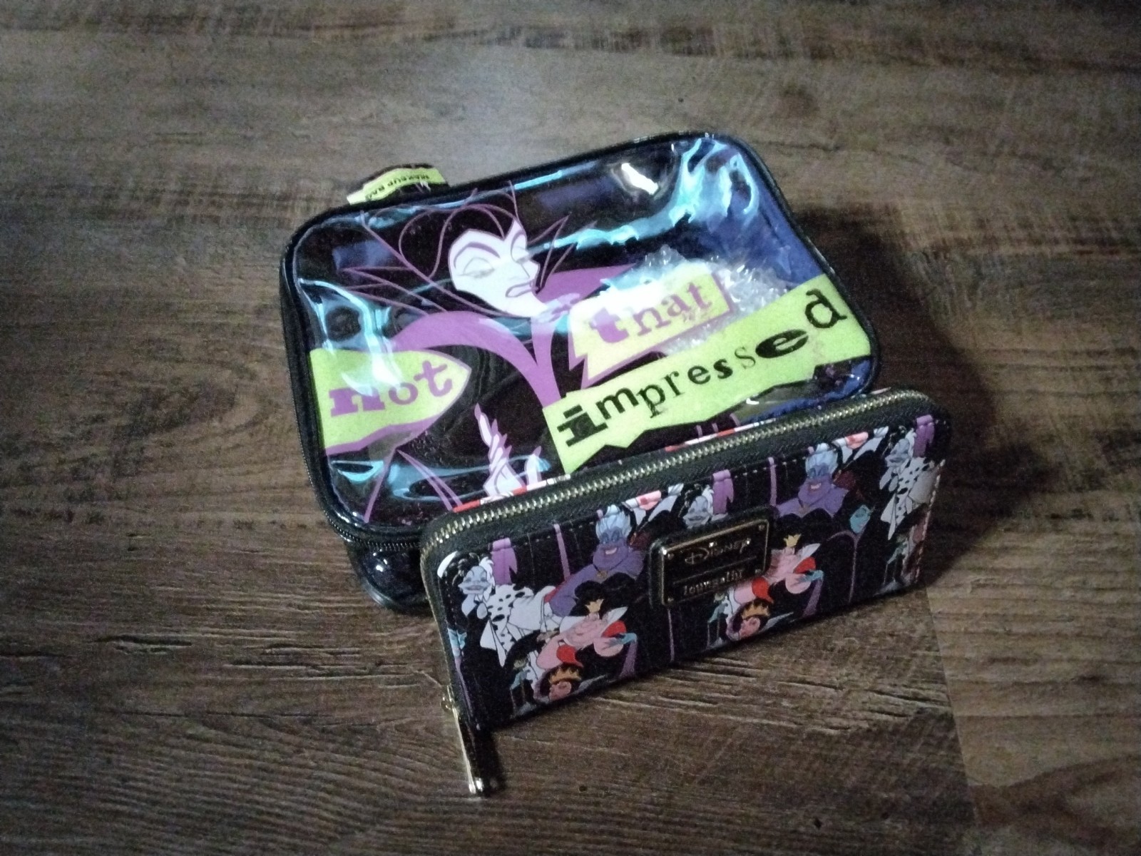 Disney Loungefly Villians Wallet All Over Print & Wet N Wild Make Up Travel Bag