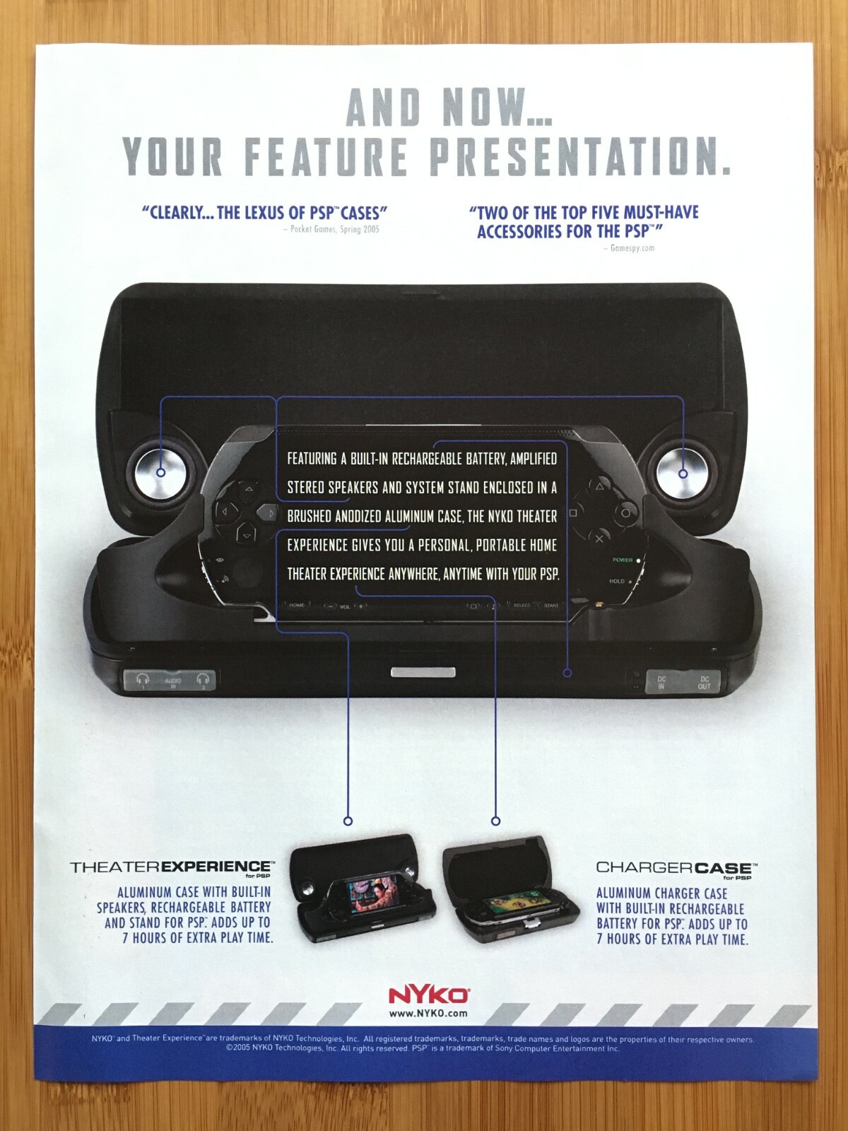 2005 Nyko PSP Theatre Speakers/Case Print Ad/Poster Official System/Console Art