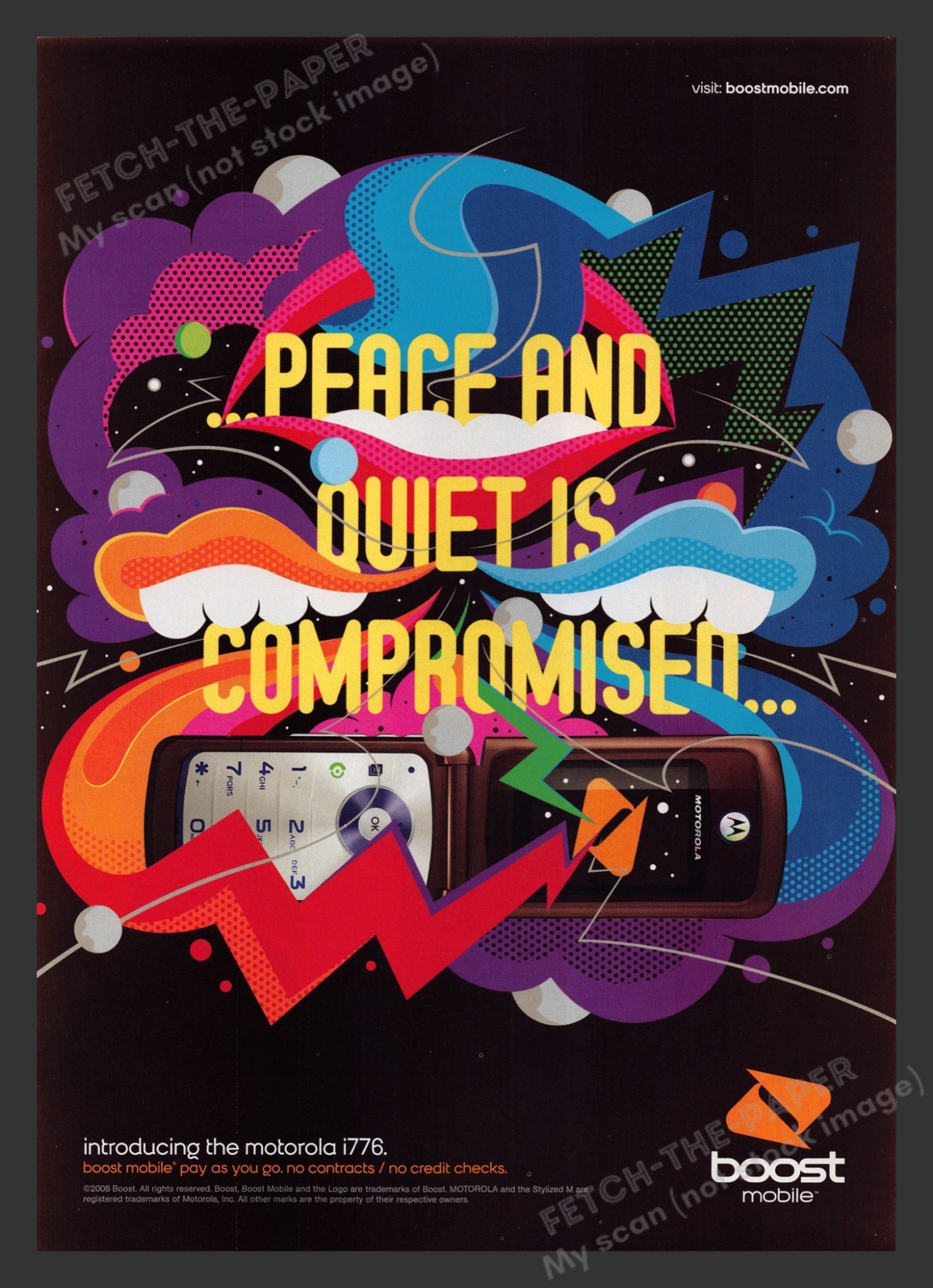2000s Boost Mobile Cell Phone Motorola i776 Print Advertisement Ad 2008