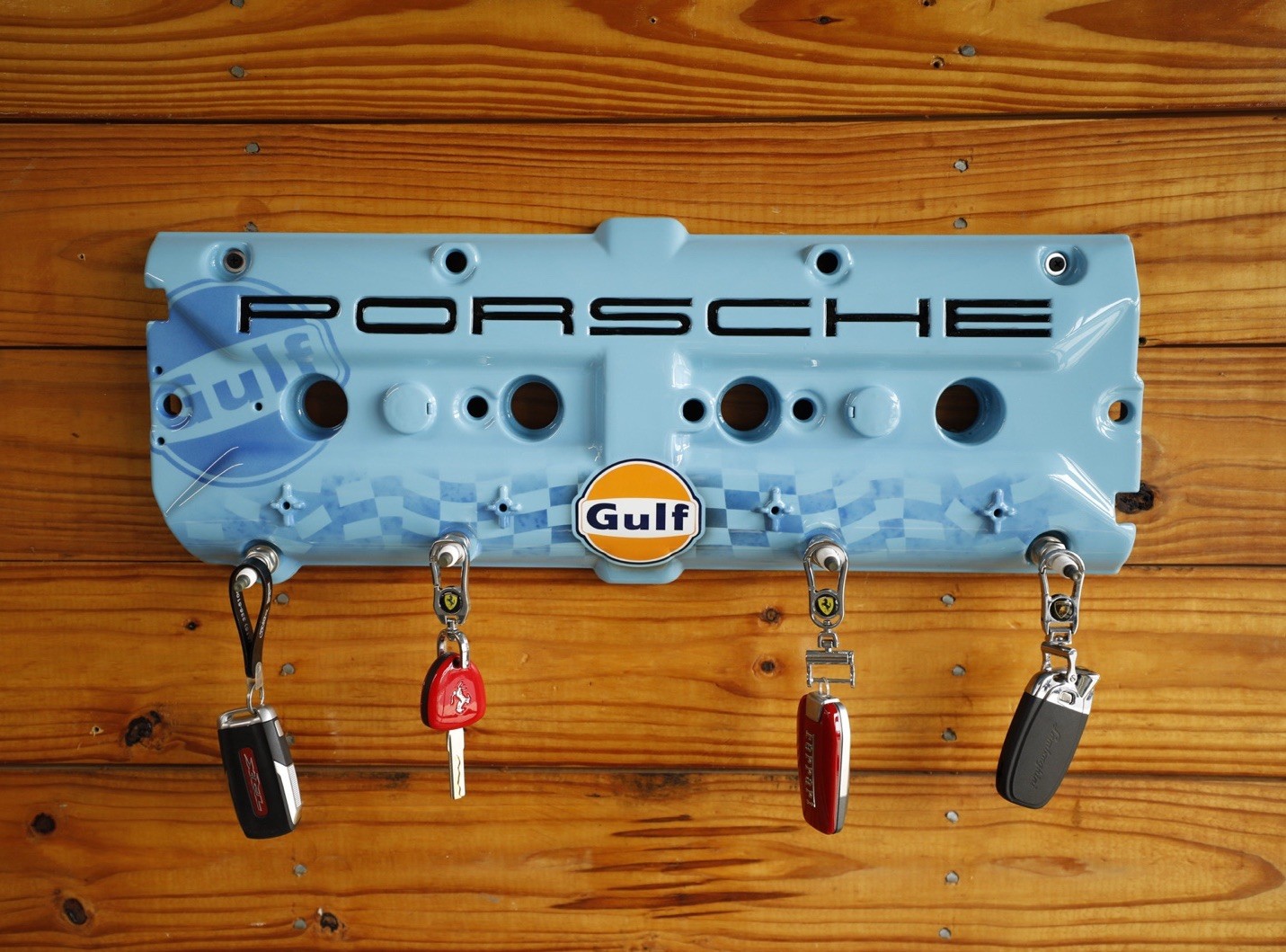 Porsche Gulf Blue Valve Cover Key Holder 