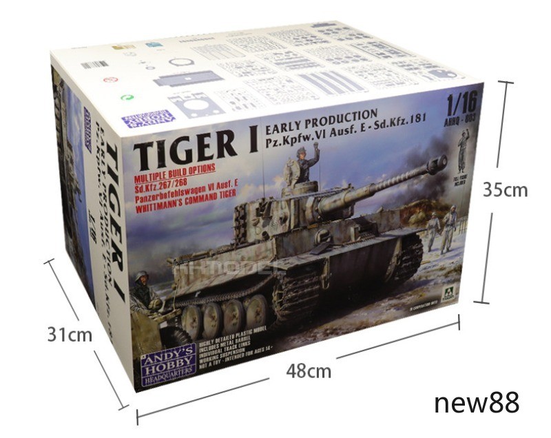 1/16 Scale Early Production Tiger I Tank Plastic Model Kit with Soldier Figure