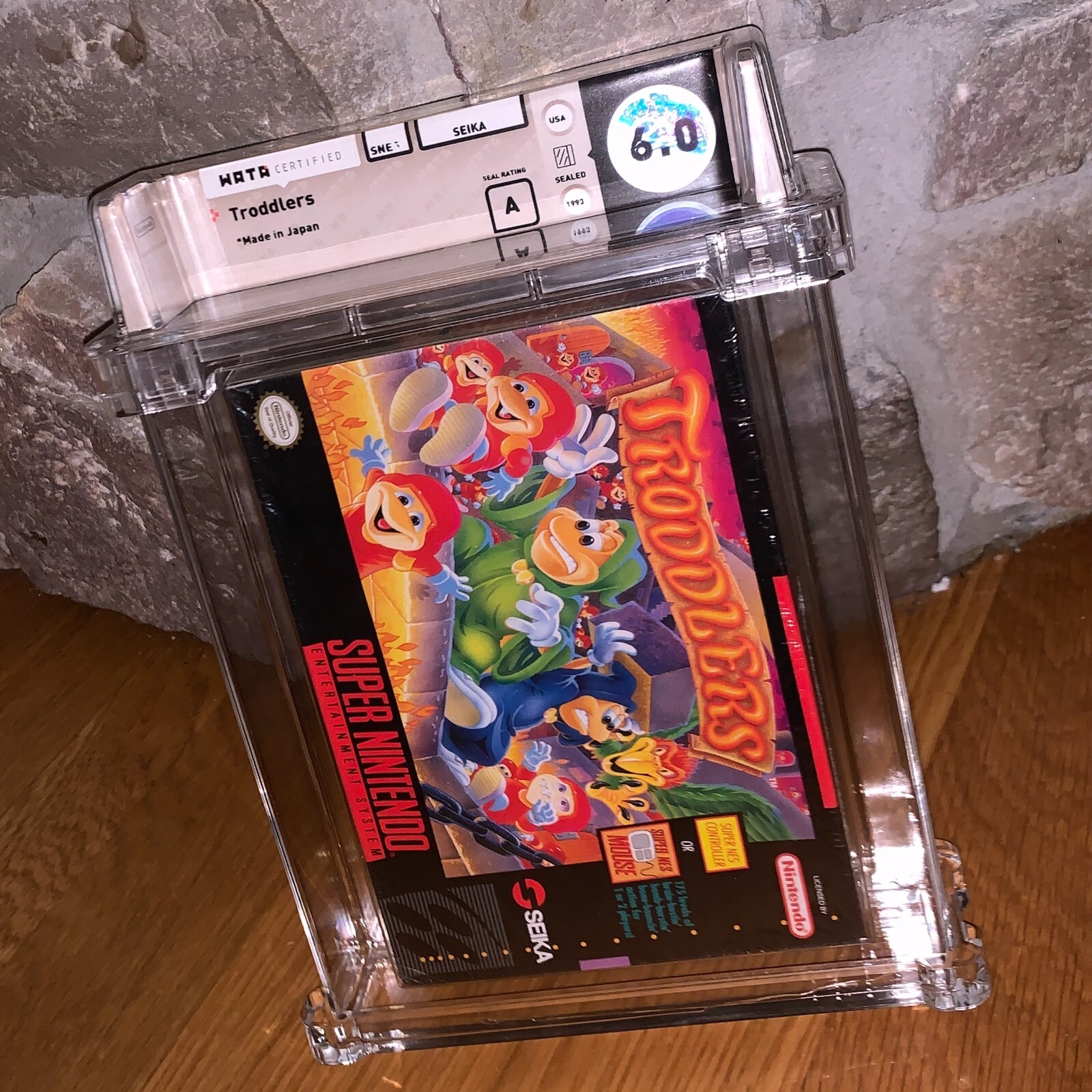 New SNES Troddlers Factory Sealed WATA 6.0 Graded Super NES Nintendo Game