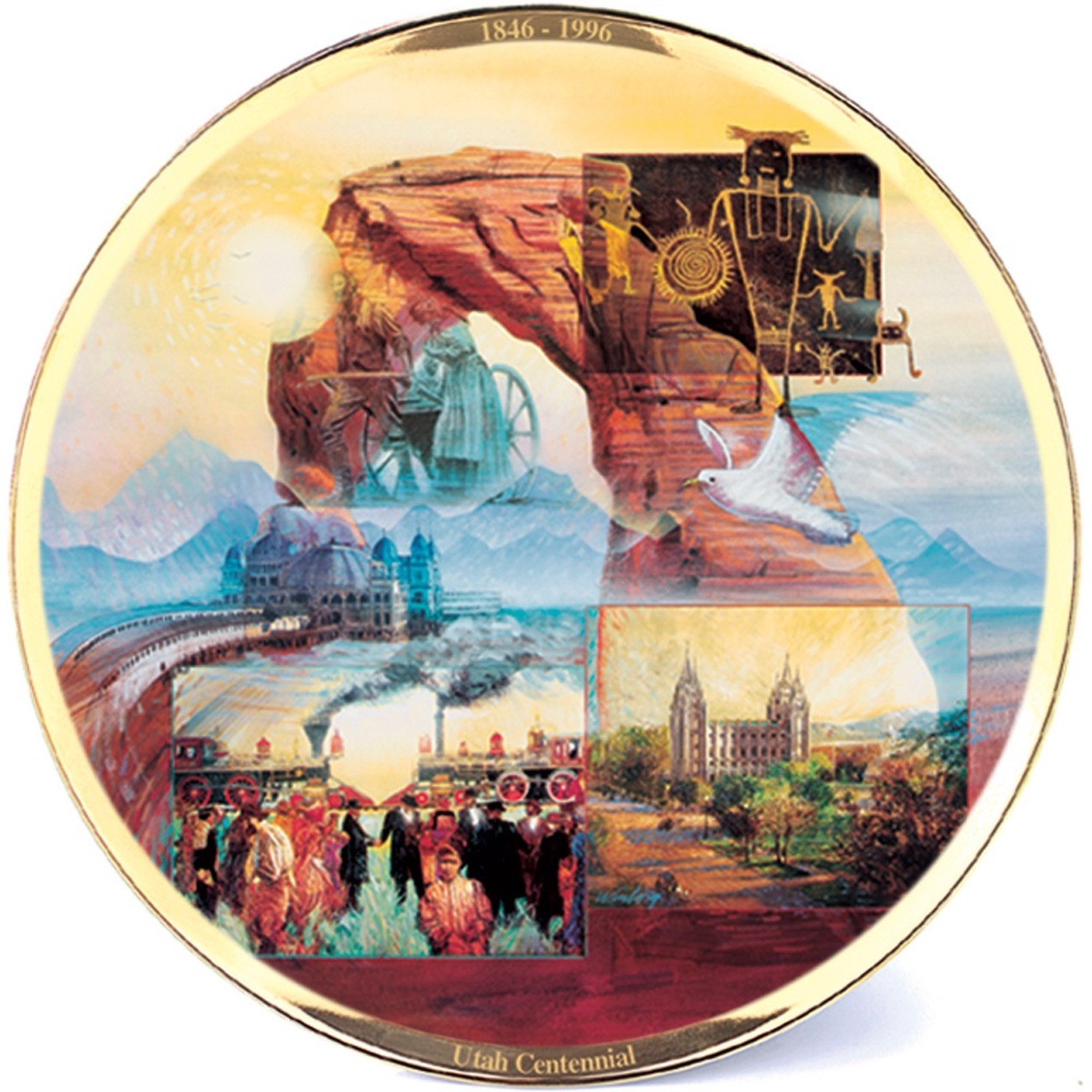 1896-1996 UTAH CENTENNIAL COLLECTORS PLATE 23k GOLD BORDER ~ L@@K