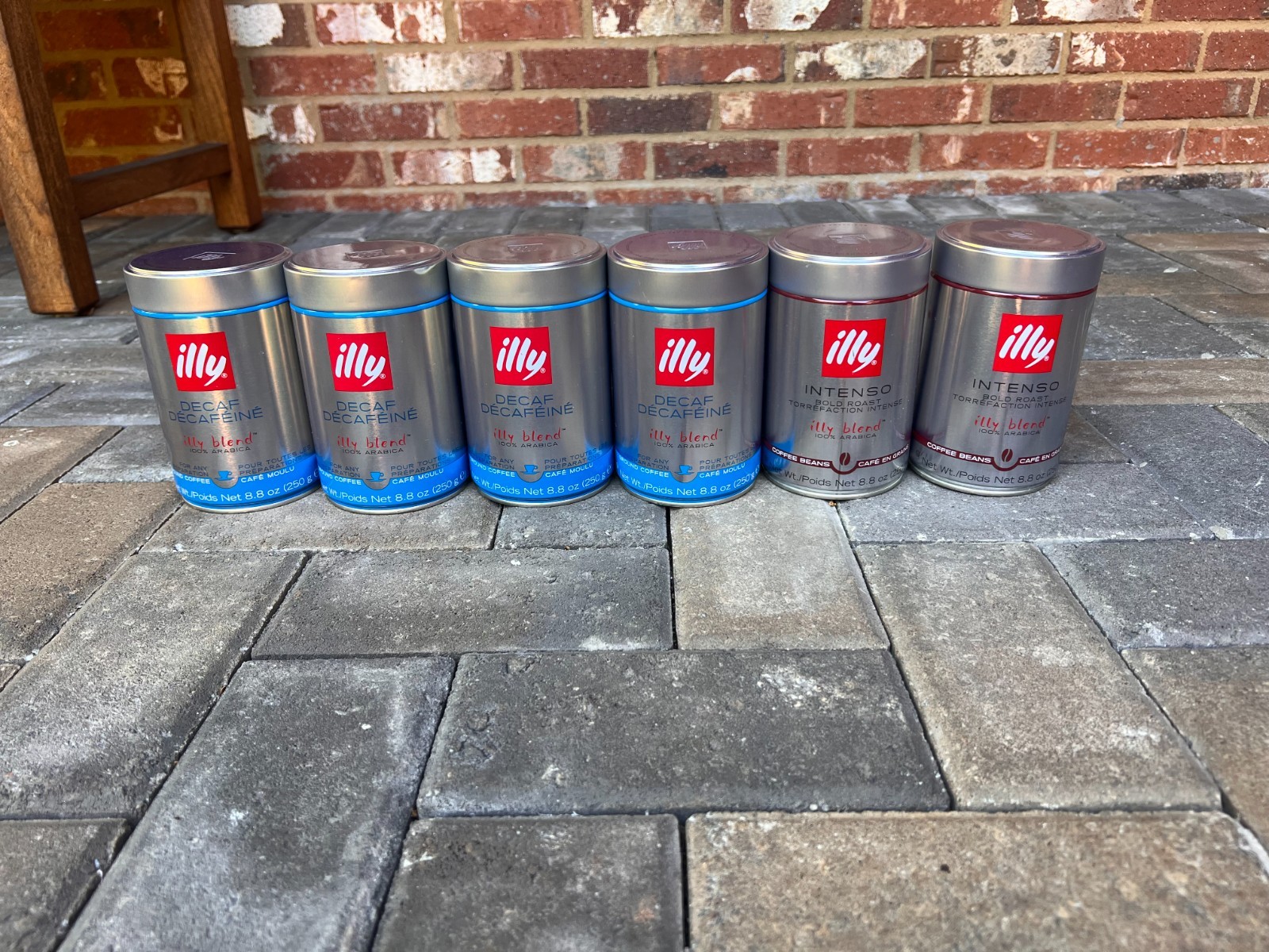 Lot of 6 Illy Coffee Metal Cans - EMPTY - 2 Intenso & 4 Decafine